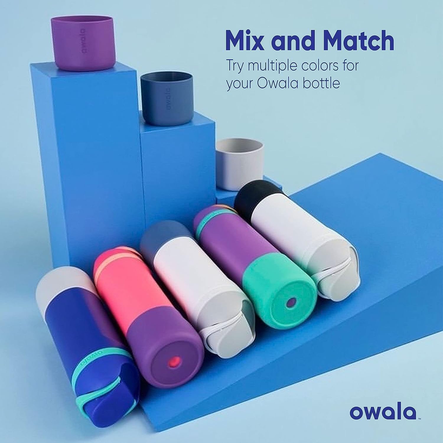 Owala Funda protectora antideslizante para botella de agua, protege las botellas de agua de acero inoxidable FreeSip y Flip, 40 onzas, color gris
