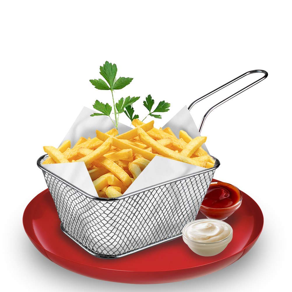 4 mini cestas cuadradas para papas fritas de 3.7 x 1.65 x 2 pulgadas, mesa Odowalker para servir papas fritas, cestas de papas fritas, escritorio,