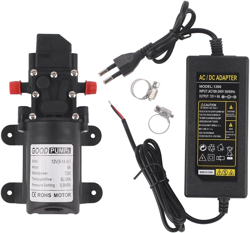 Pulverizador de bomba de 12 V CC 70 W 0.9MPA 130 psi Bomba de presión de agua Bomba de refuerzo para el hogar Bomba de diafragma Conectar a