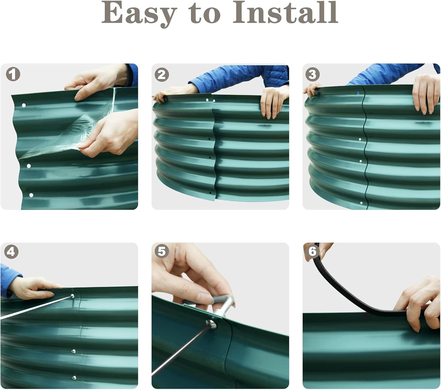 VEGEGA. Kit de cama de jardín elevada de 8 x 2 x 1.4 pies, caja grande de metal de acero inoxidable de zinc-aluminio y magnesio, para plantar