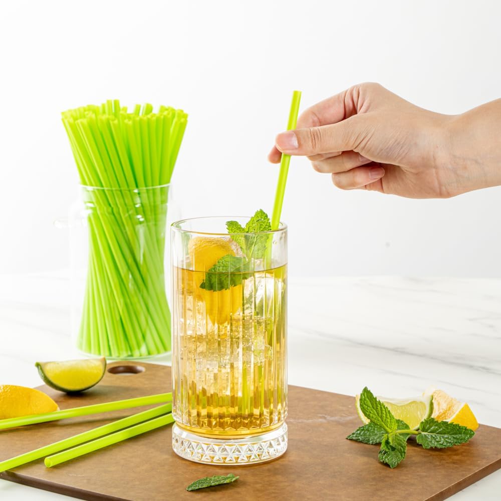 Restaurantware Basic Nature – Pajitas desechables de 8.3 pulgadas, 100 pajitas sostenibles, resistentes que no alteran los sabores, pajitas verdes