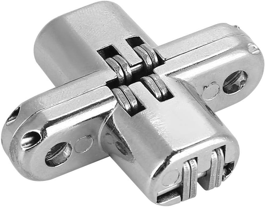 Bisagras ocultas de 180 grados, aleación de zinc invisible oculta bisagra de puerta cruzada para puerta de fácil instalación, kit de gabinete de