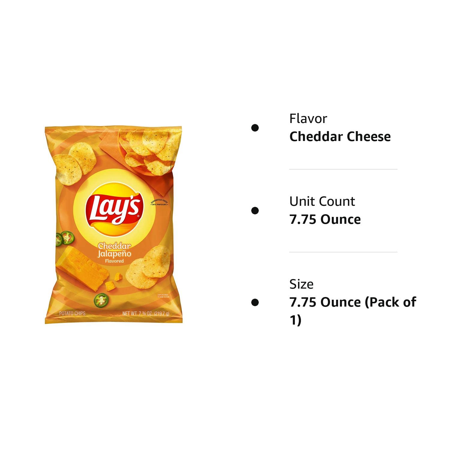 Lay’s Papas fritas con sabor a jalapeño Cheddar, 7.75 onzas