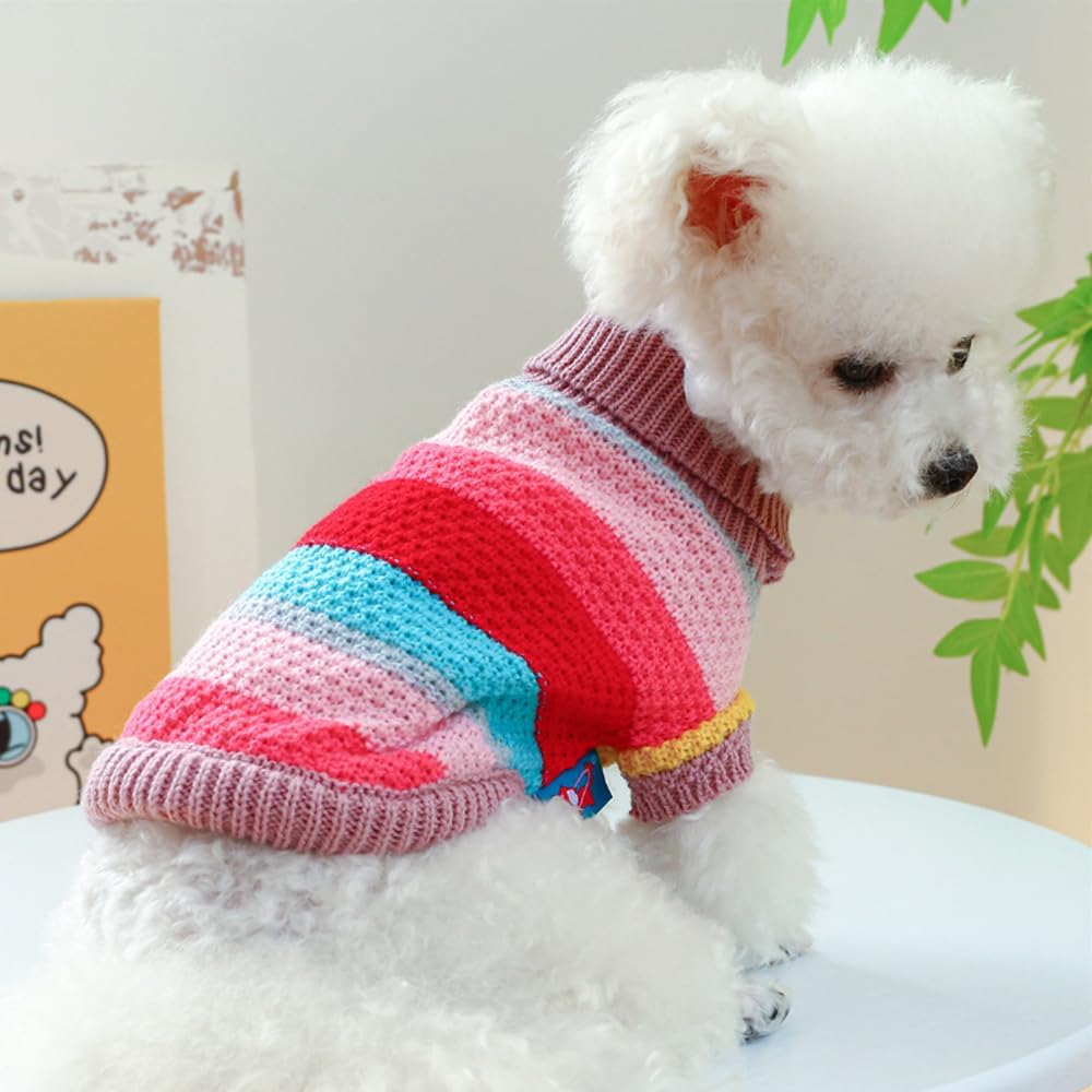 Suéter arcoíris para cachorros y perros pequeños, sudadera de punto para perro, ropa cálida para mascotas, para gatito, chihuahua, yorkie, caniche,