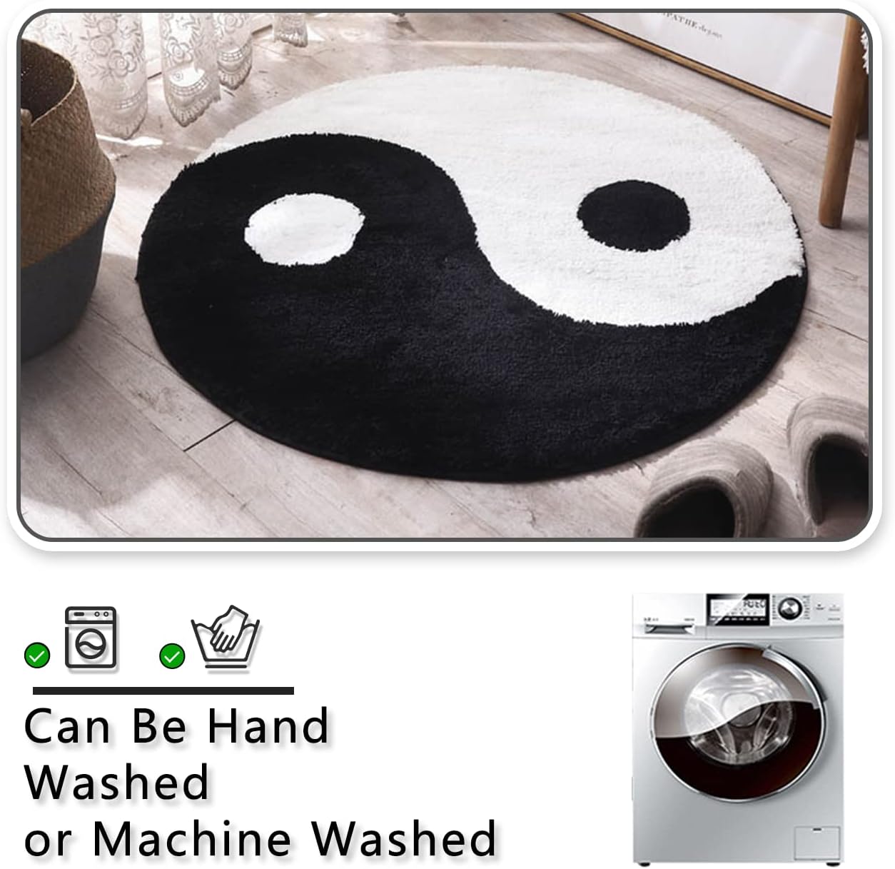 Alfombra de baño de Tai Chi, alfombra de baño para ducha de Yin y Yang, alfombra de baño absorbente de agua, alfombra de piso redonda, suave, lanuda