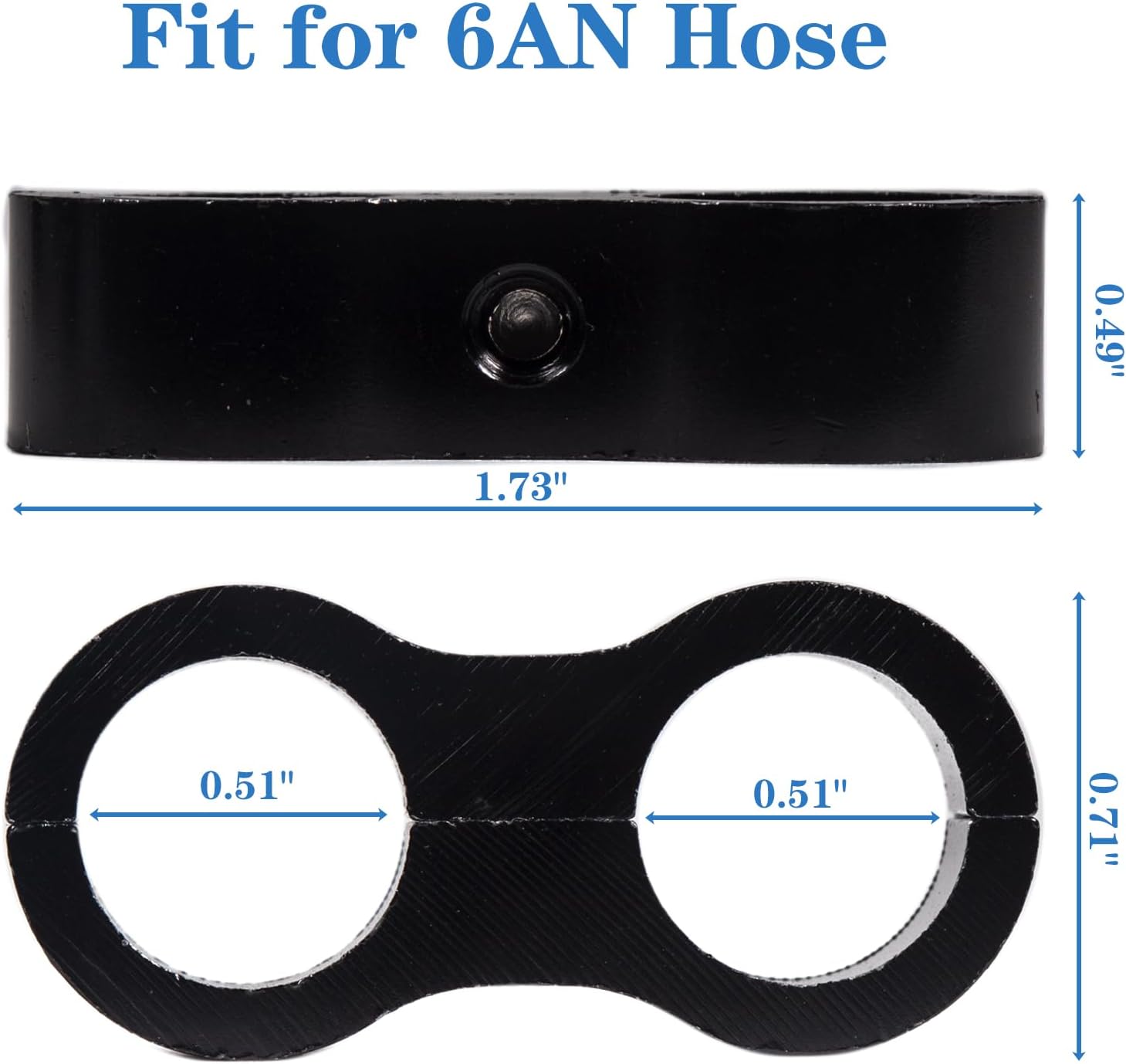 JSDAN Abrazadera separadora de manguera 6AN, abrazadera de montaje de línea de combustible AN6 aluminio negro 4PCS