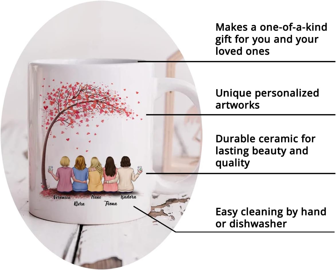 Gossby Taza personalizada para mejor amiga, regalo personalizado para mujeres, amigas con diseños, nombres, cumpleaños, regalo de Navidad para