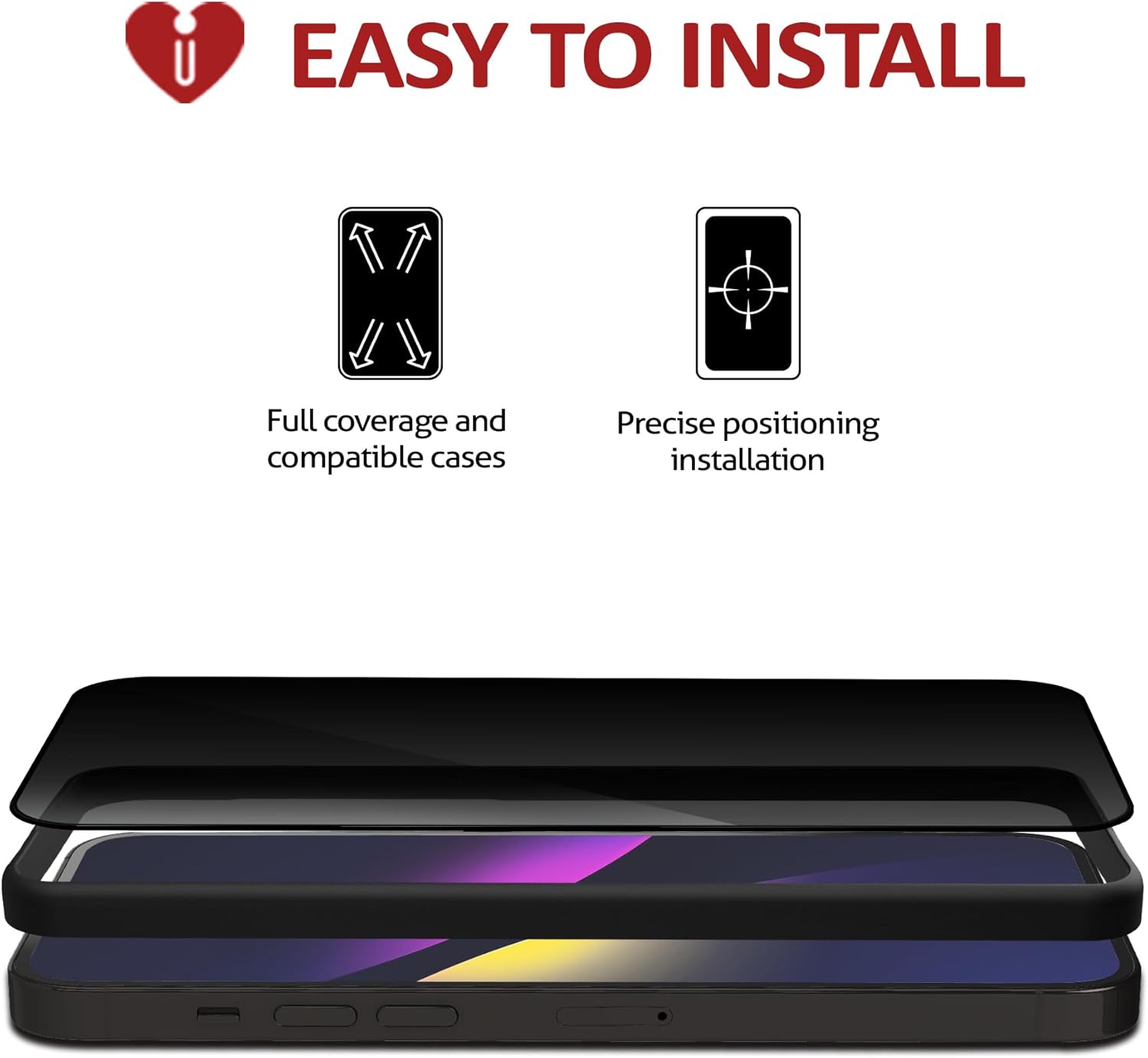 iCarez Protector de pantalla de vidrio templado de privacidad para iPhone 15 de 6.1 pulgadas 2023 paquete de 2 Instalación de bandeja de cobertura
