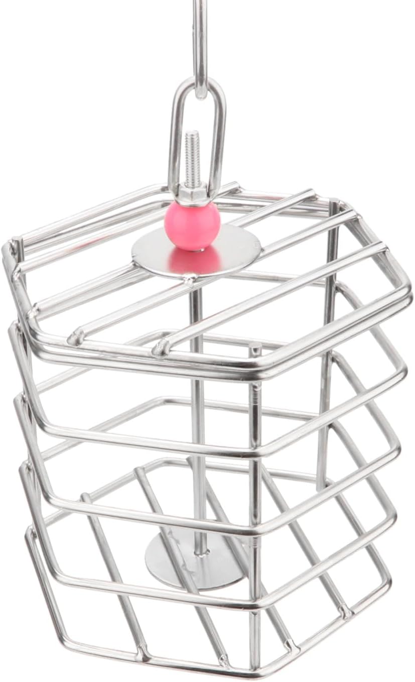 Alimentador de forraje de acero inoxidable para pájaros, caja de alimentación colgante para guacamayo, cacatúa gris africana, cacatúa, jaula de