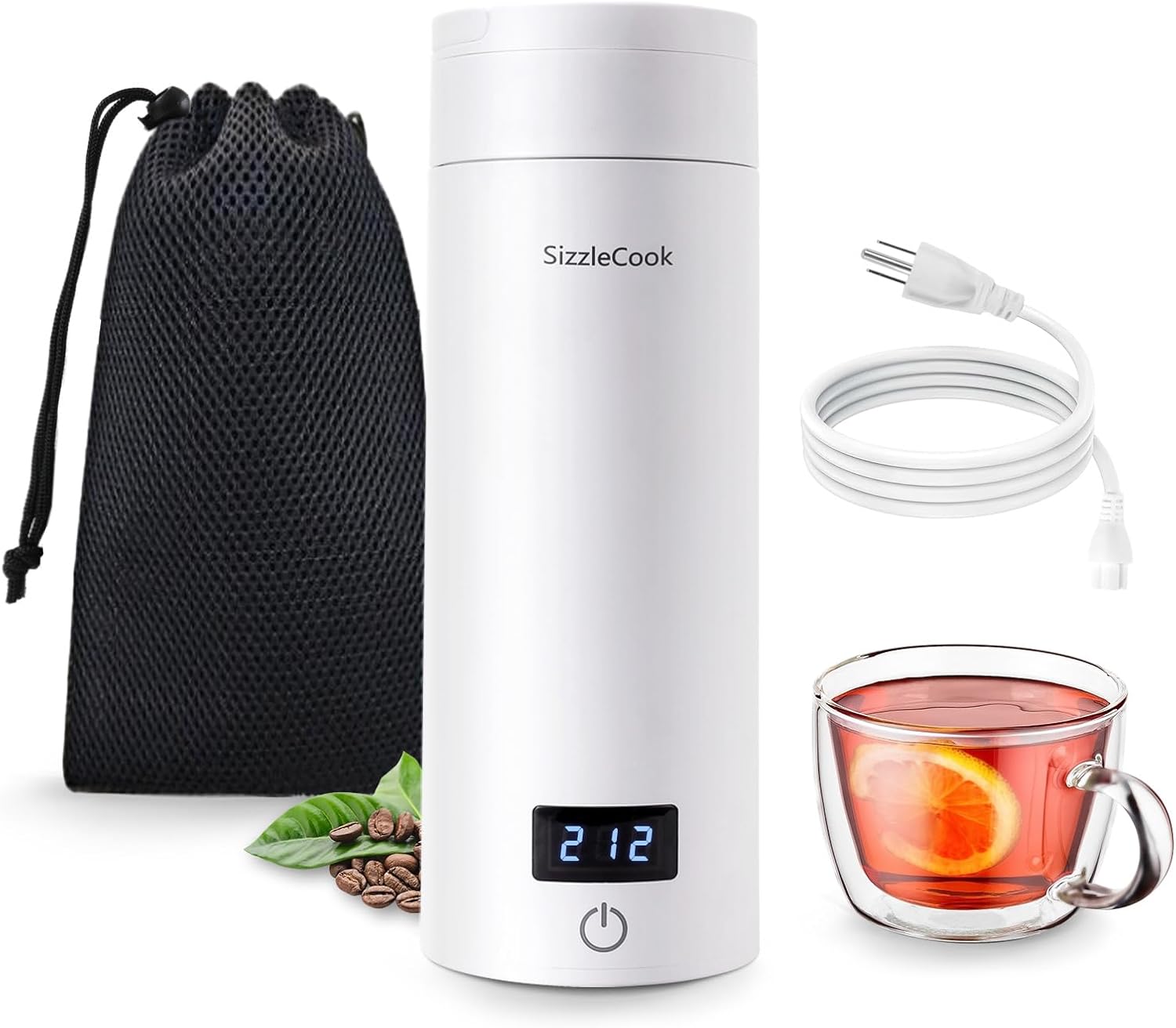 Hervidor eléctrico de viaje, caldera de agua caliente portátil para té, café, caldera de agua pequeña de 12.8 fl oz con control de temperatura,