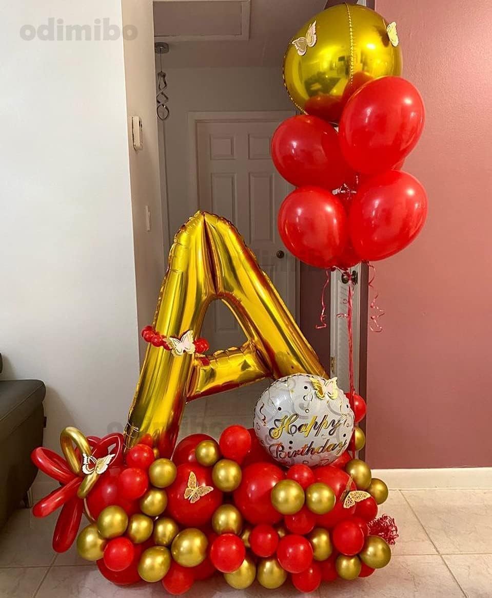 Globos dorados grandes de 40 pulgadas con la letra A de helio, globo dorado de Mylar para decoración de fiestas de cumpleaños, palabra personalizada