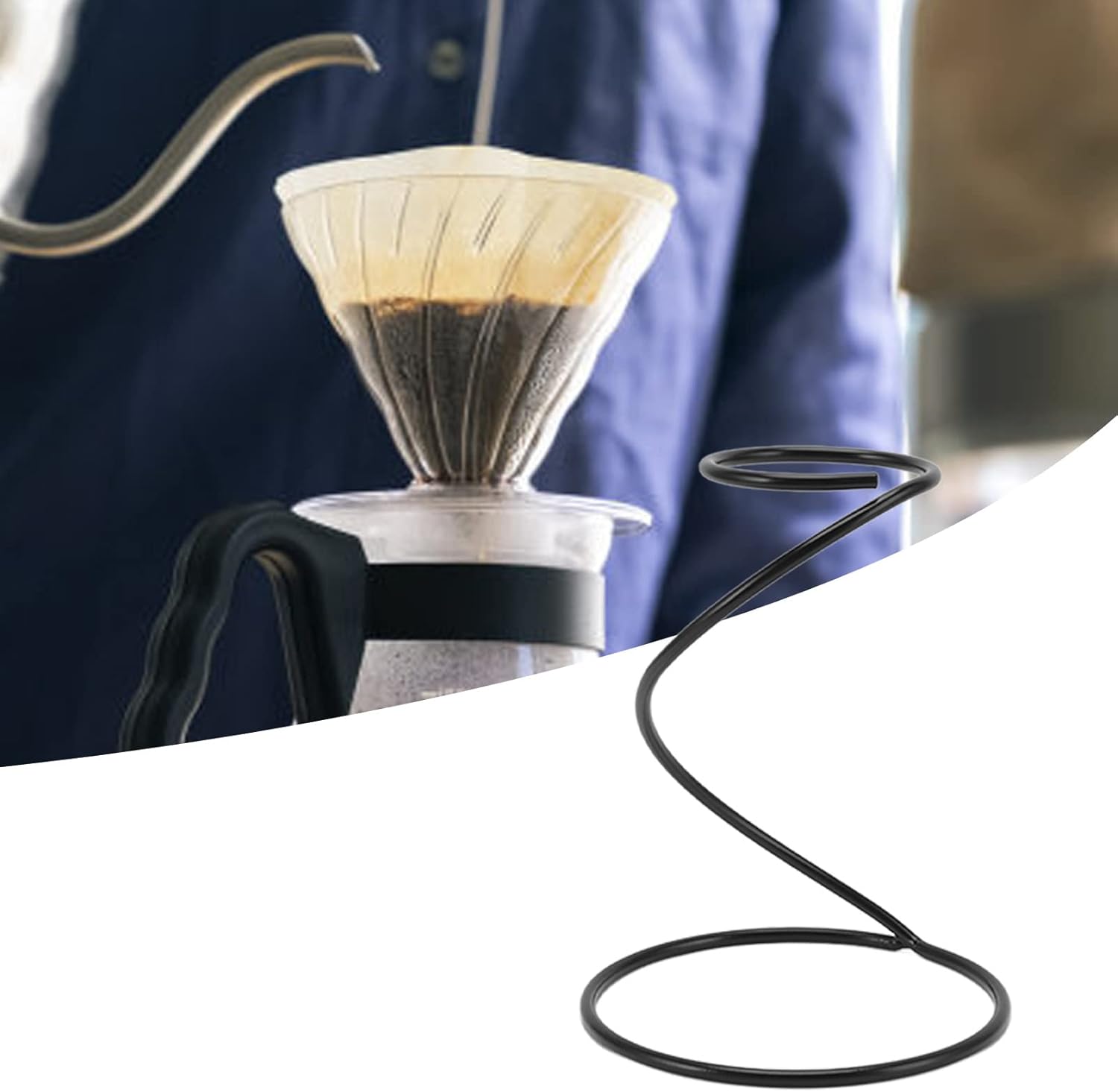 Soporte de café para verter sobre el café, soporte portátil para filtro de café, estación de café estable, soporte de gotero con diseño en espiral,