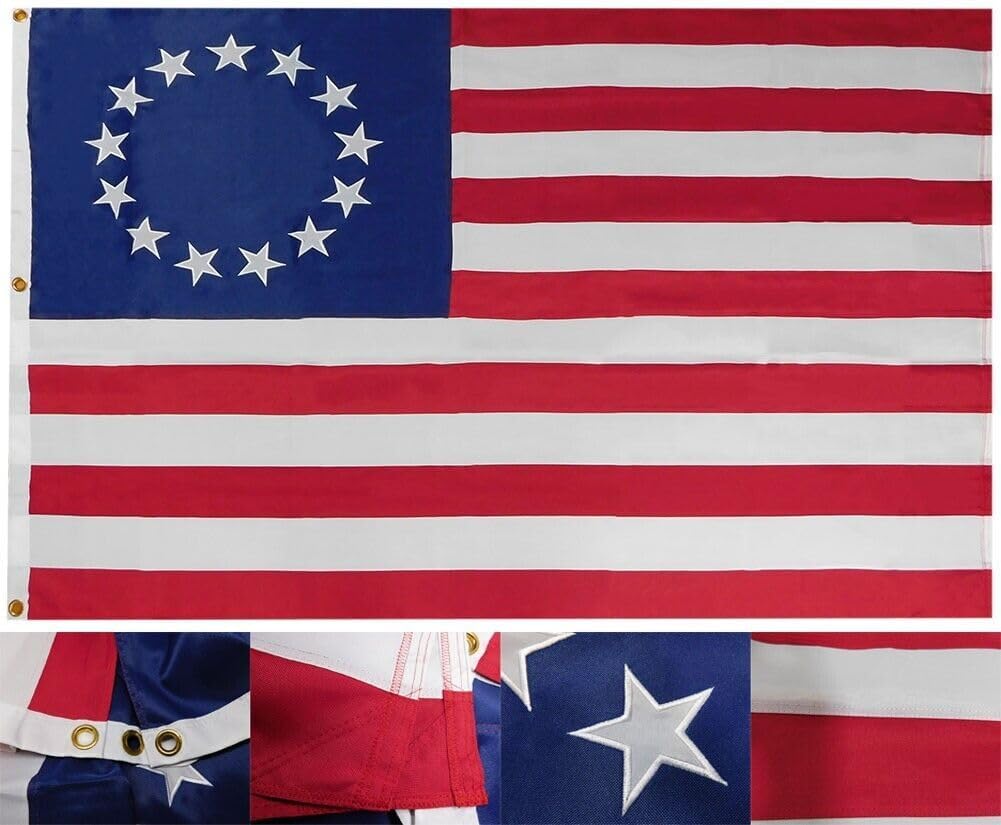 Premium 4×6 Betsy Ross Outlined 4’x6′ Nylon Embroidered 600D Flag