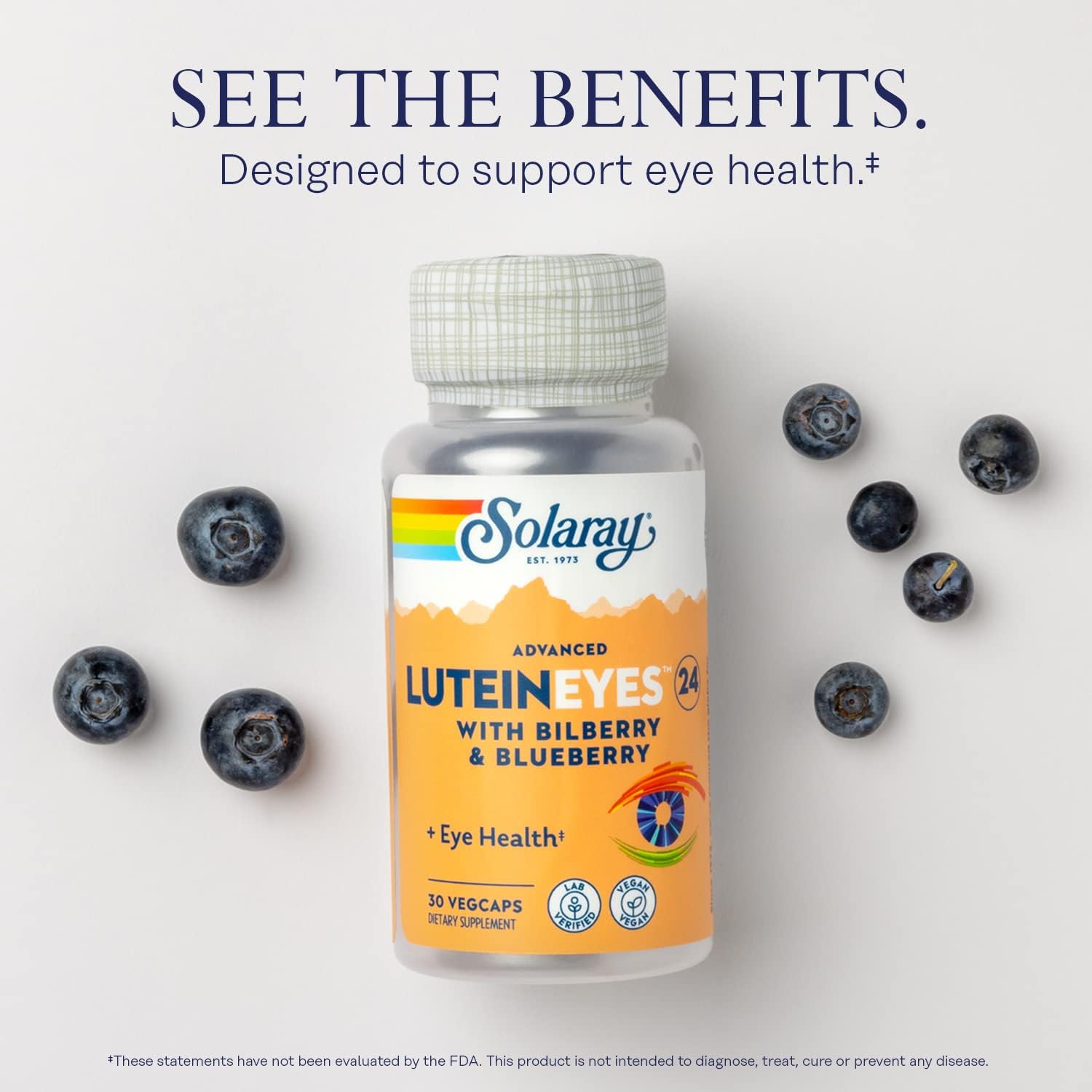 Solaray Advanced Lutein Eyes 24 mg con extracto de arándano y extracto de arándano, suplemento de apoyo para la salud ocular y macular que - Imagen 4