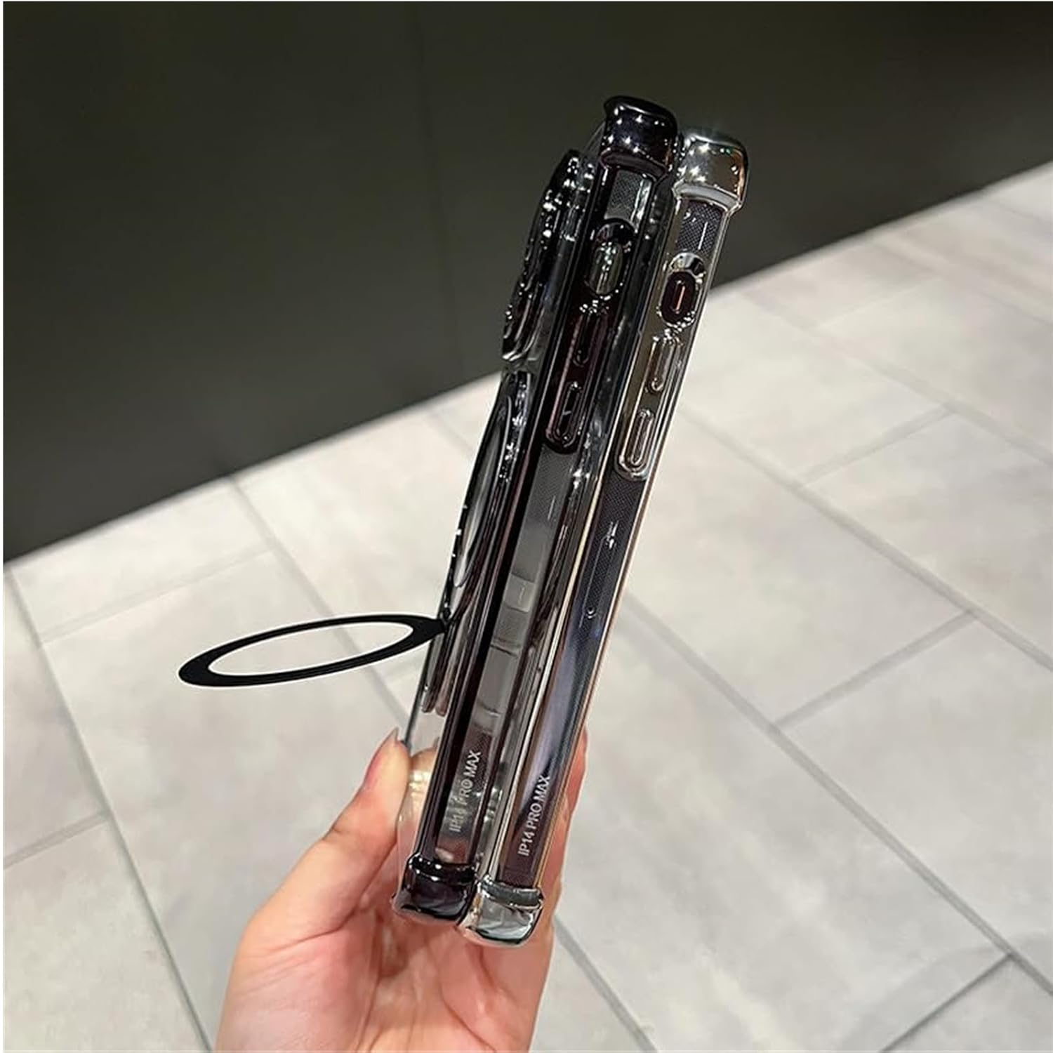 Funda con soporte magnético anticaídas de cuatro esquinas para iPhone 14 13 12 Plus Pro Max, galvanoplastia, transparente, a prueba de golpes, con