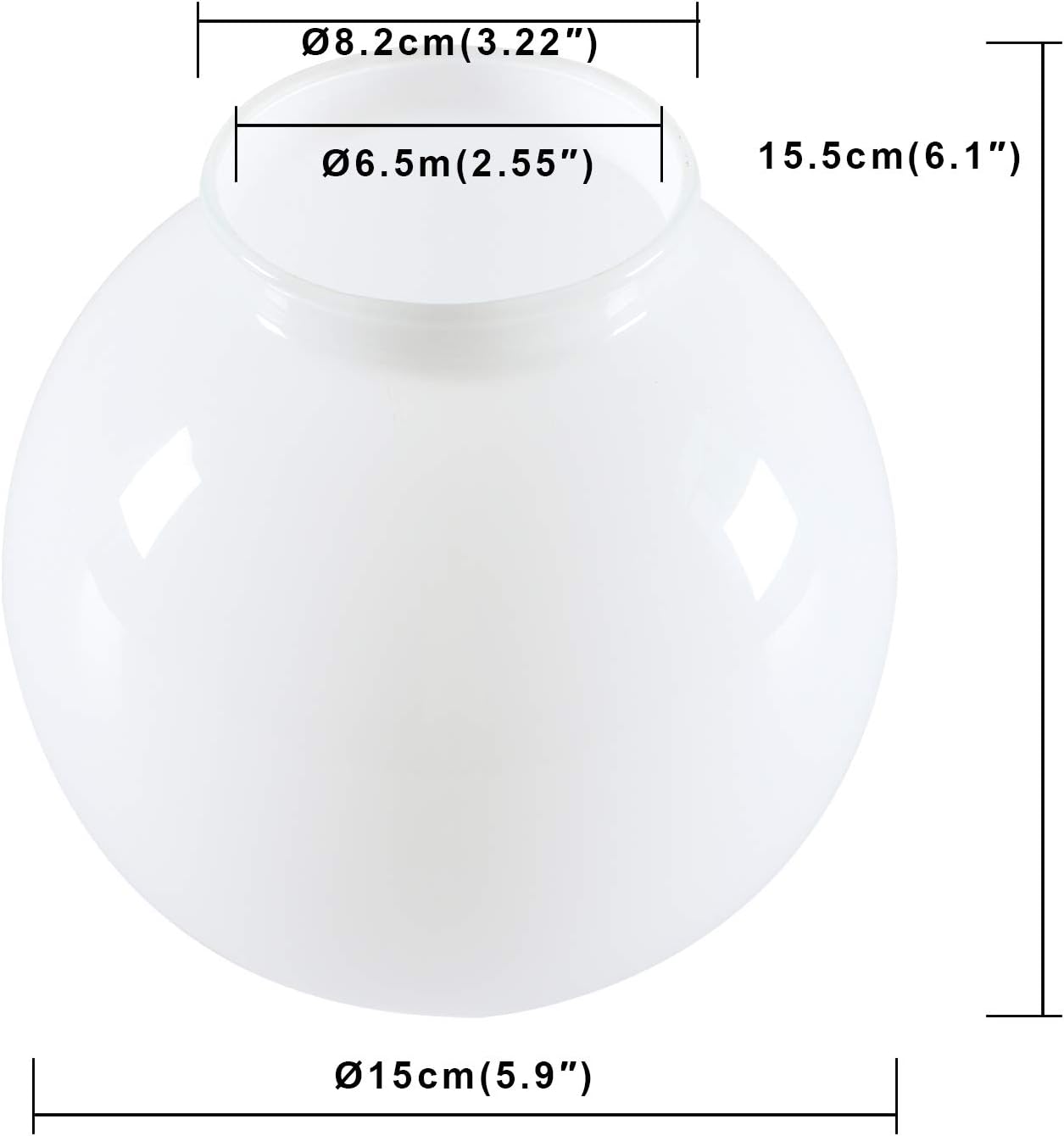 Permo Reemplazo de accesorio de iluminación Pantalla de vidrio de leche opaca redonda de 5.9 pulgadas