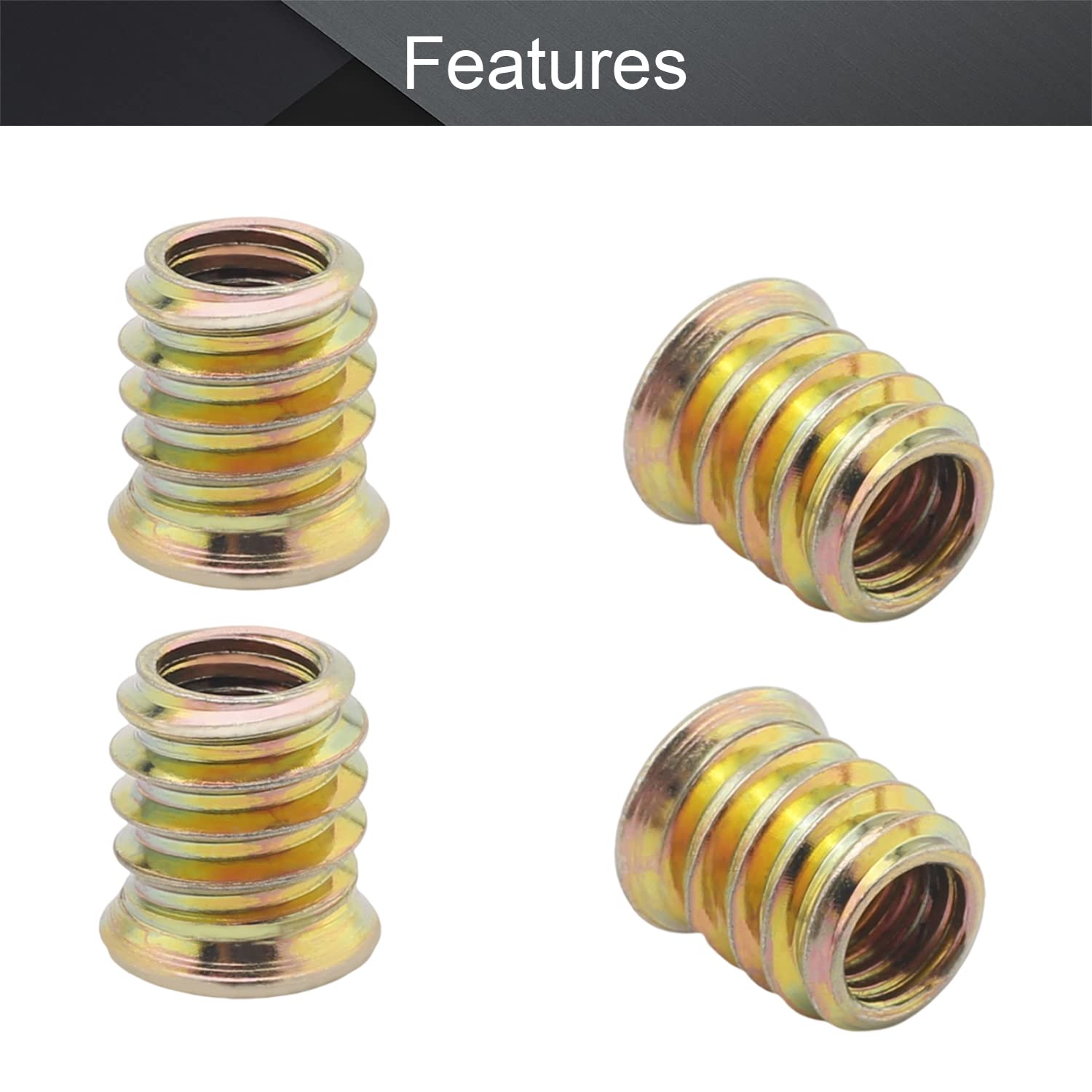 MroMax Insertos roscados hexagonales, rosca interna M8, unidad hexagonal con brida de 0.59 pulgadas de longitud, tuerca roscada, insertos de madera