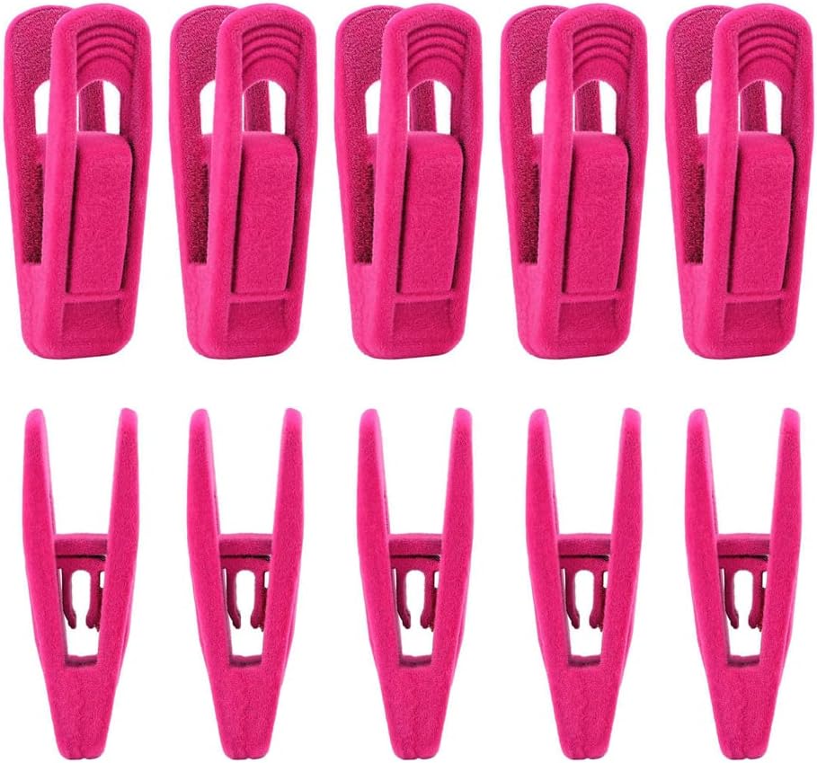 Juego de 10 clips de terciopelo antideslizantes para colgar ropa, línea delgada, clips de dedos fuertes, clip extraíble para pantalones para fijar