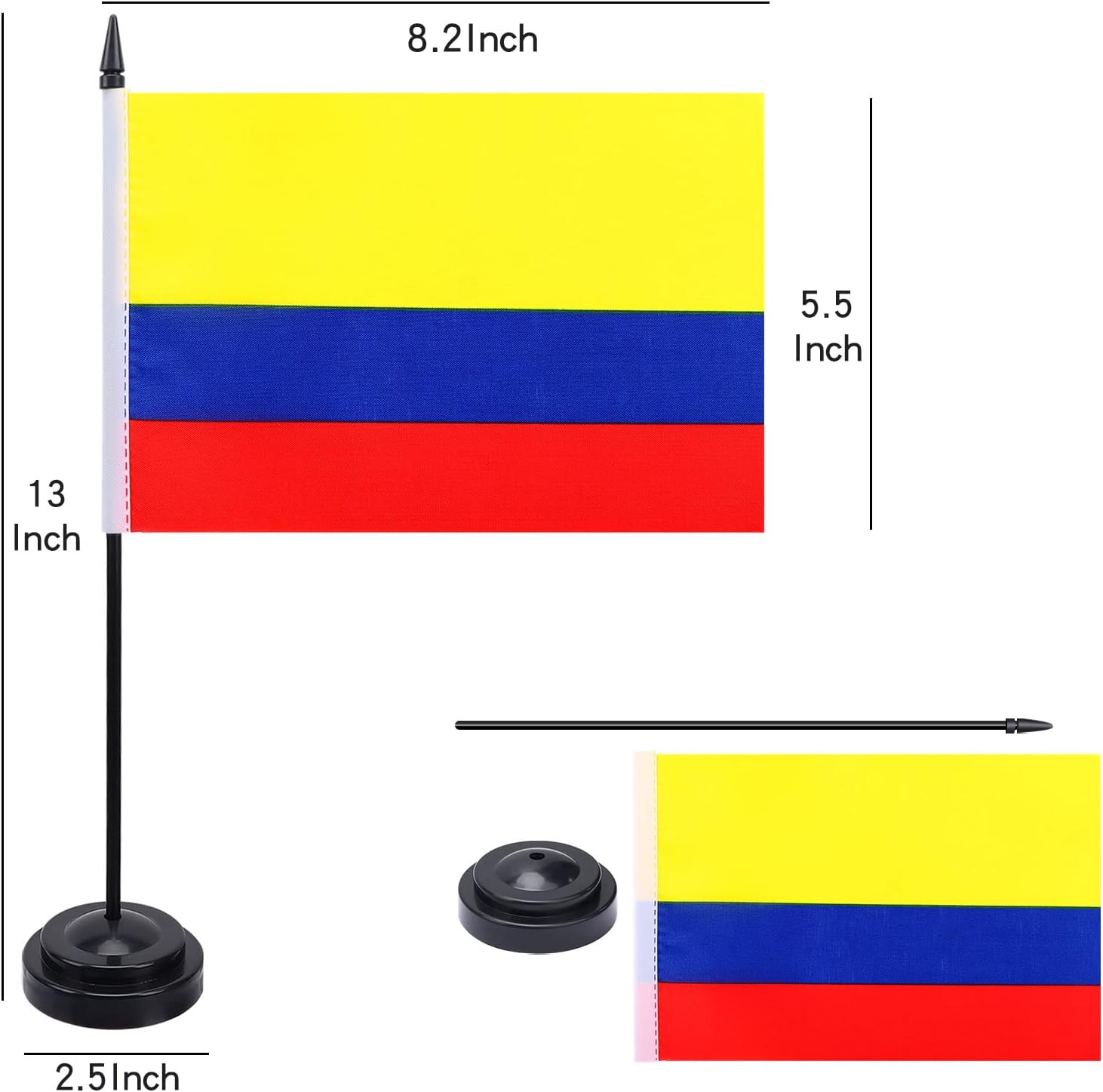 Columbia – Bandera colombiana de Columbia, bandera de mesa pequeña de Columbia para oficina, con base de soporte, decoración de festivales