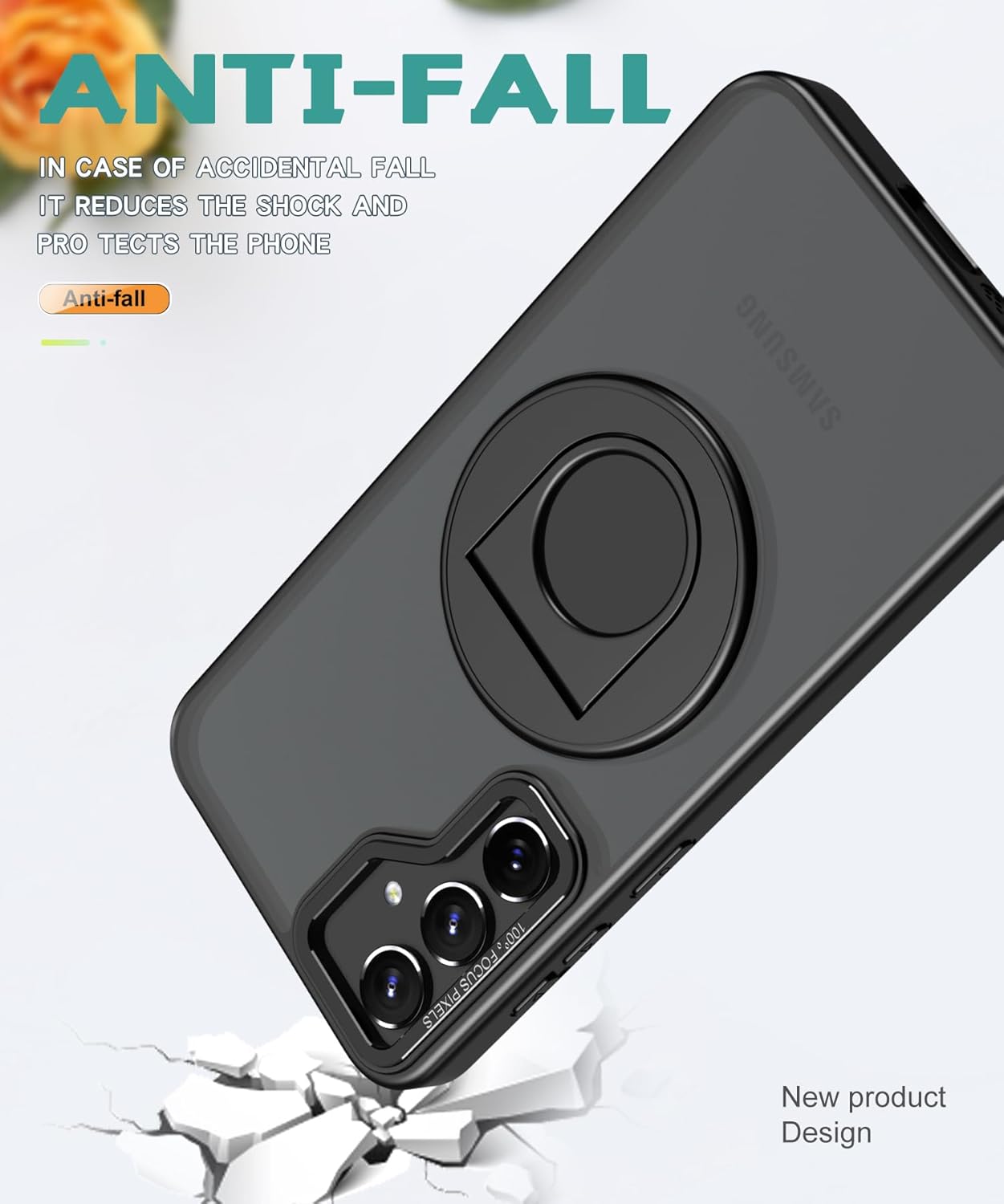 ZCDAYE Funda para Samsung Galaxy S23 Ultra con soporte, compatible con soporte giratorio invisible de carga inalámbrica, funda protectora
