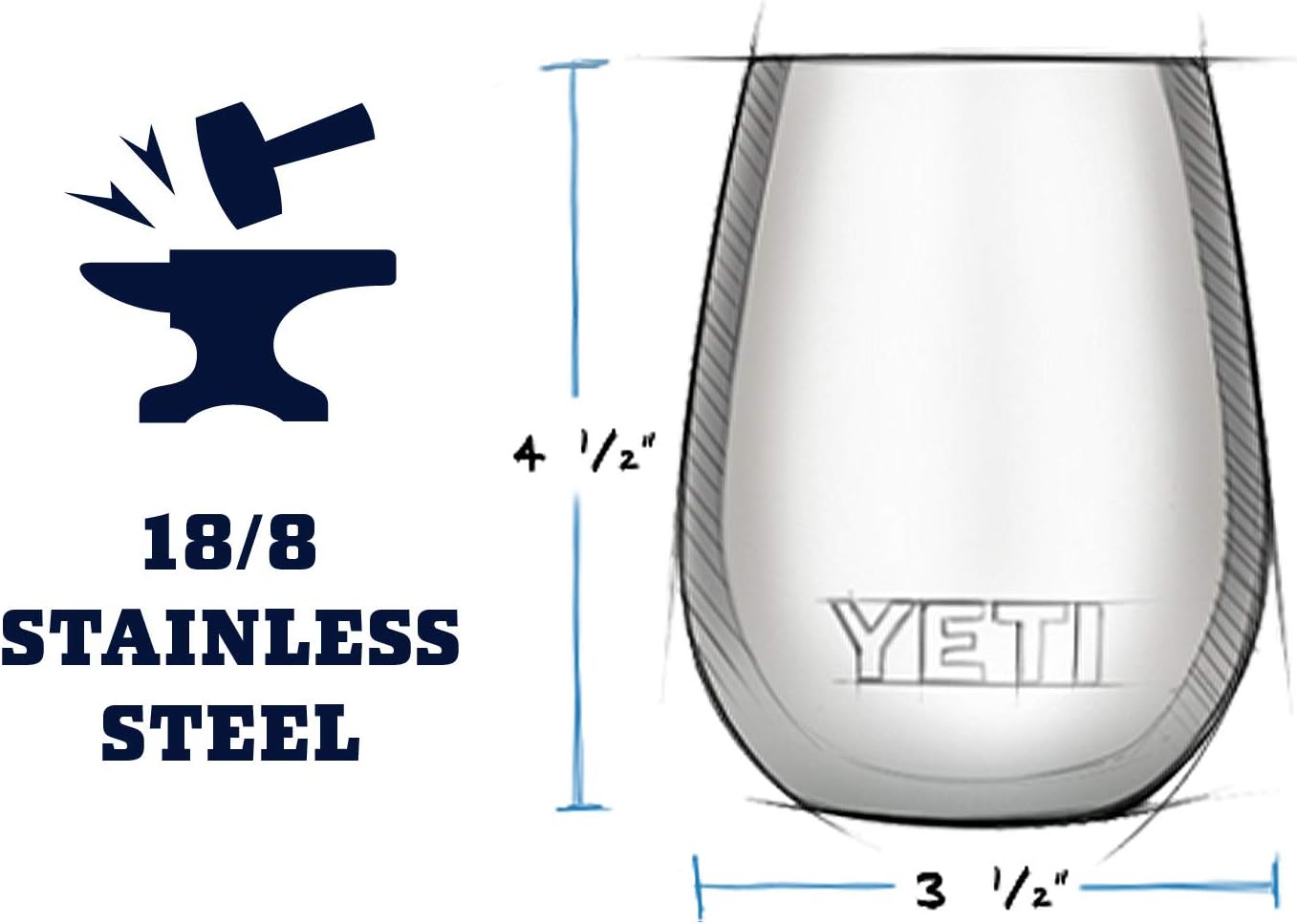 YETI Rambler – Vaso de vino de 10onzas, aislado al vacío, hecho de acero inoxidable