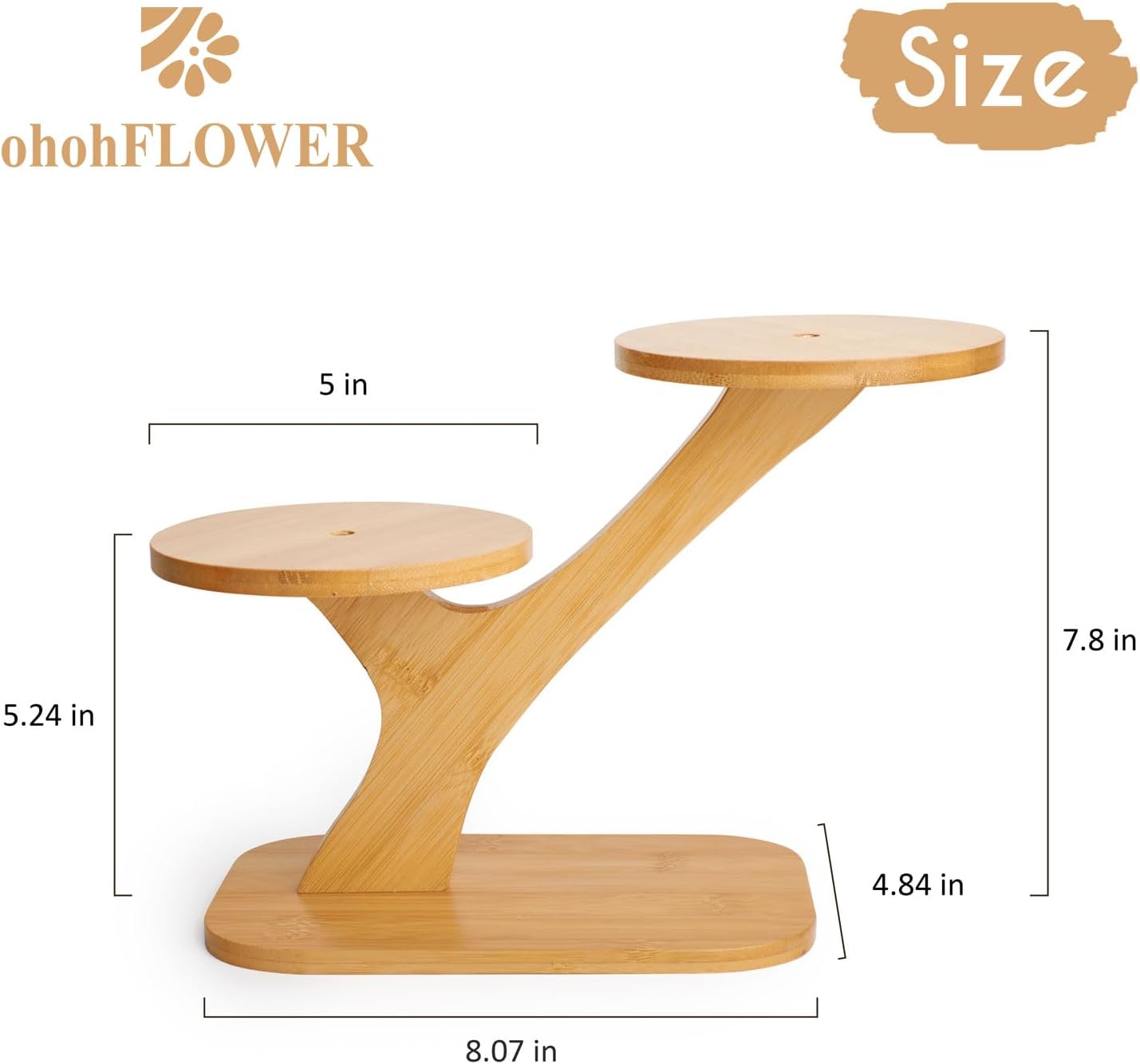 Soporte de bambú para plantas de interior, soporte para plantas de mesa pequeña, soporte de 3 niveles para alféizar de ventana suculentas, soporte