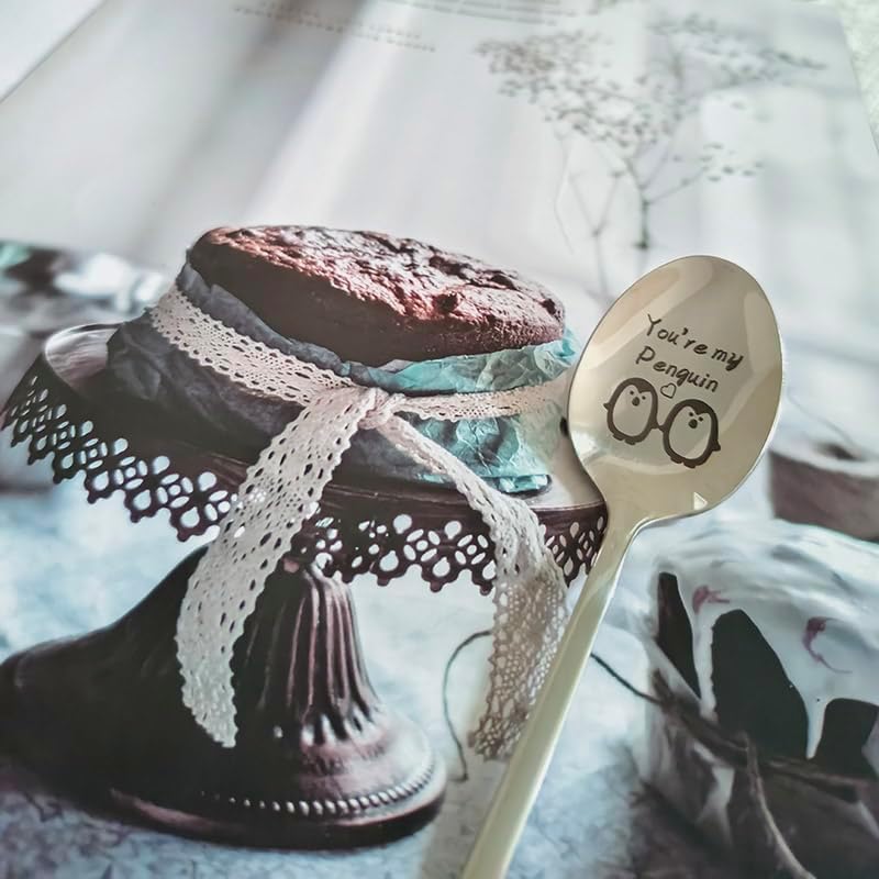Cuchara de regalo de aniversario de Navidad para pareja, regalos para novio, novia, You Are My Pingüino, cucharas para marido, esposa, pingüino,