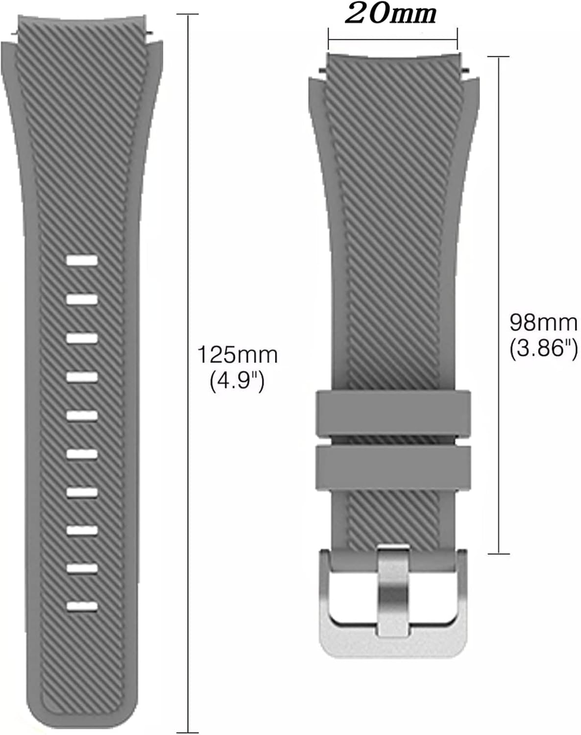 AMSH 22 0.787 in banda de silicona para Galaxy Watch 46 1.654 in correas deportivas para Samsung Gear S3 FrontierClassic Active 2 para Huawei Watch