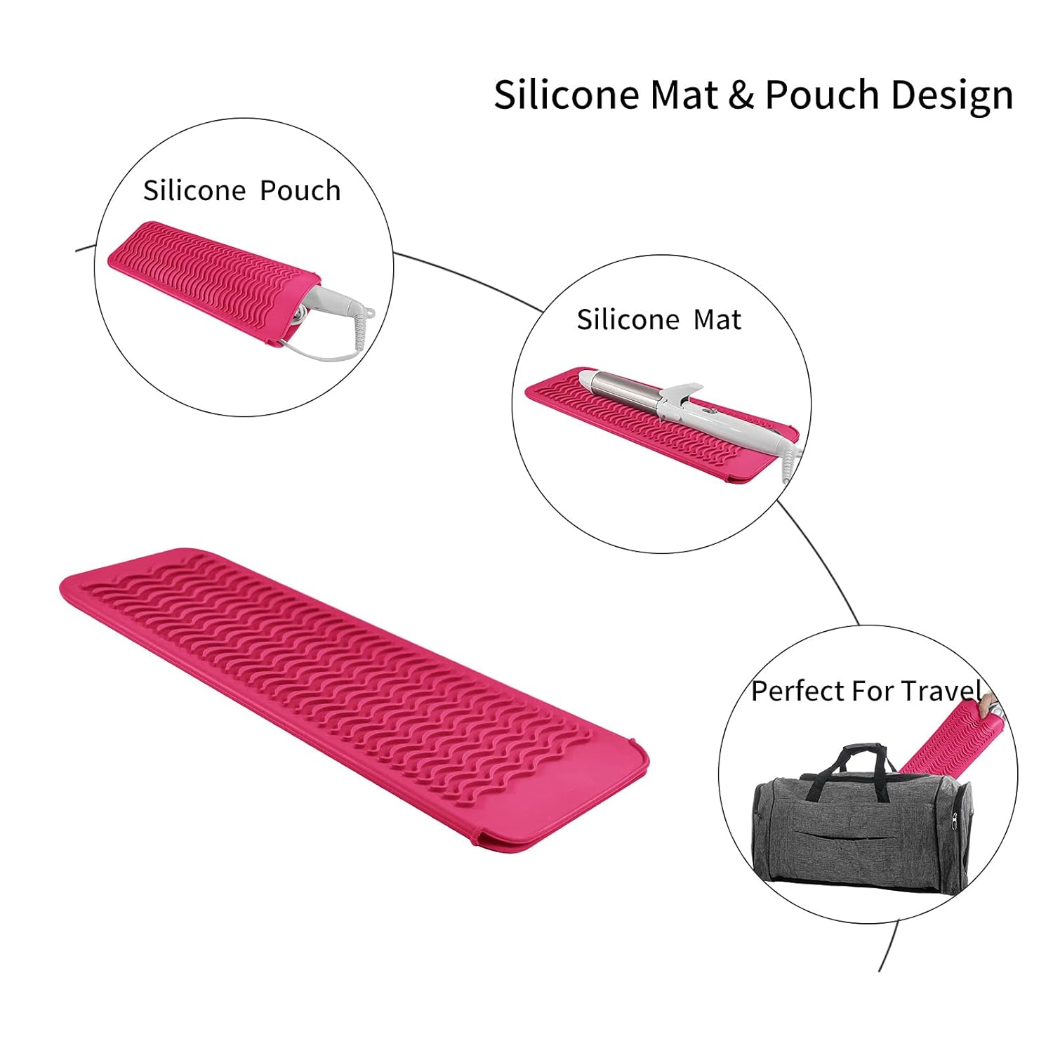 Alfombrilla de silicona resistente al calor para alisadora de pelo, plancha de prensado, rizador de pelo, varita para rizar, plancha plana, plancha