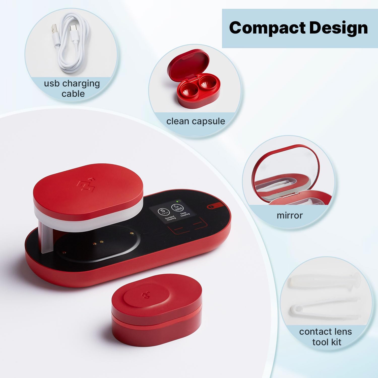 3N Limpiador de lentes de contacto ReO2, tecnología de electroforesis, aprobación FDA 510K, con espejo y pinzas, lente suave de limpieza profunda,