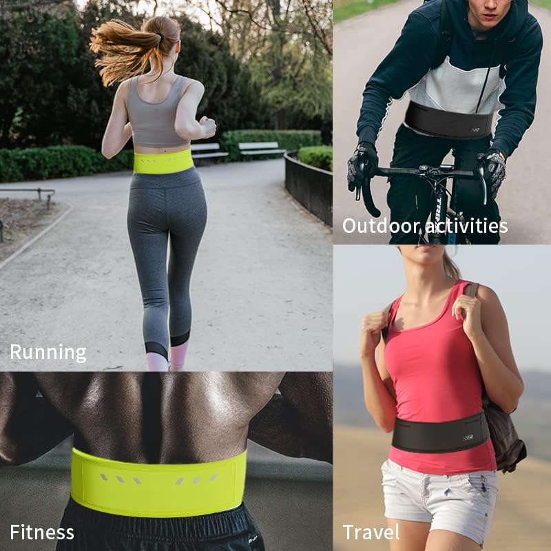 Riñonera grande con 4 bolsillos con cremallera para correr, senderismo, viajes, entrenamiento, pasear al perro, al aire libre, deporte, pesca, bolsa