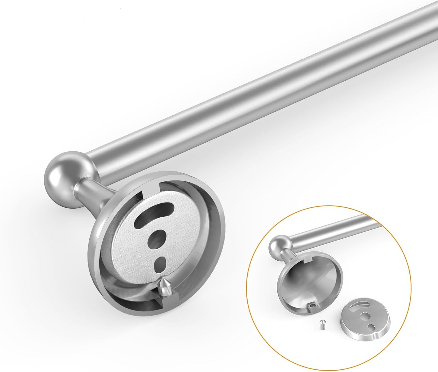 USHOWER Juego combinado de 4 piezas de accesorios de baño y toallero de 24 pulgadas, níquel cepillado