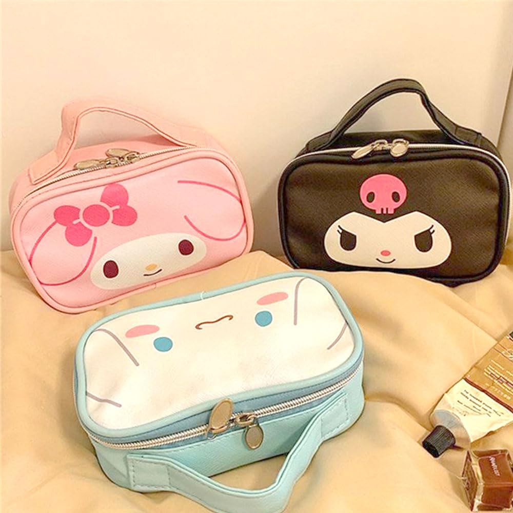 Akutoer Bolsa de cosméticos de dibujos animados con Zippe, Rosado, Kawaii