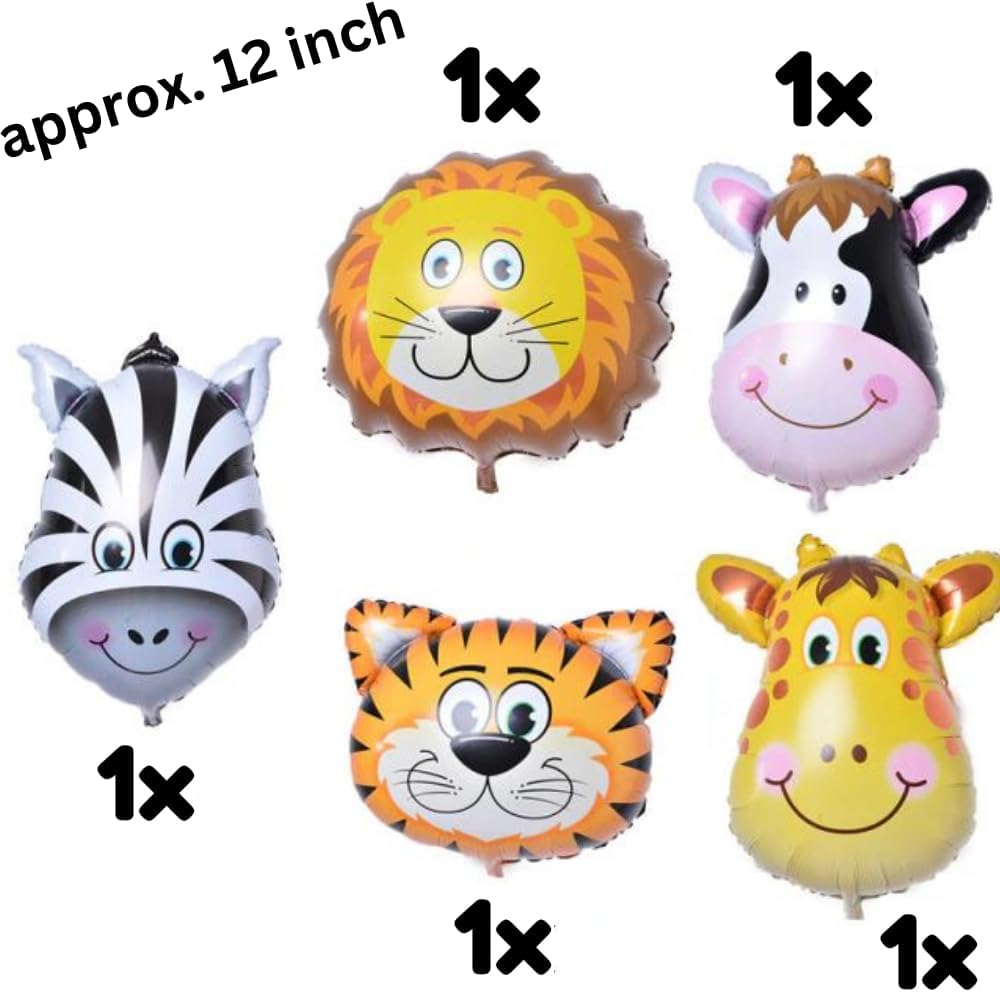 DIWULI Globos de animales – Juego de globos número 1, decoraciones de globos de safari, globos de animales de la selva, zoológico, tema salvaje,