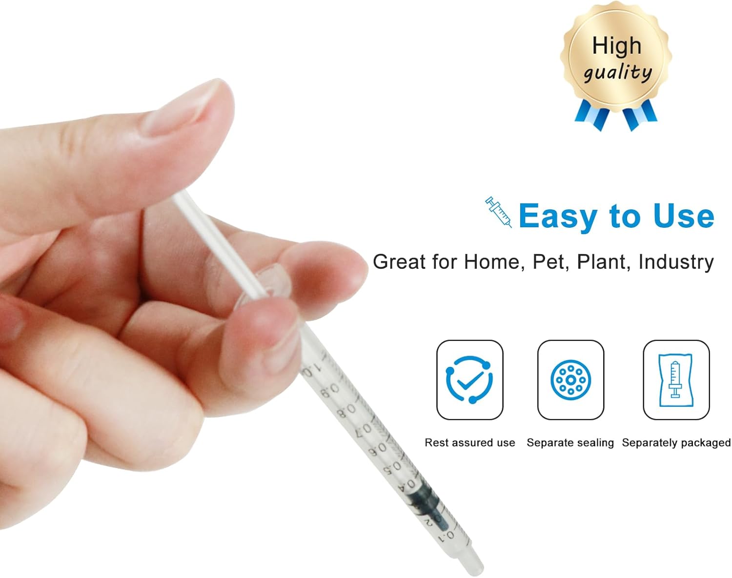 Paquete de 10 jeringas de plástico de 0.0 fl ozcc de jeringa de medición de líquidos, selladas individualmente con medición para laboratorios