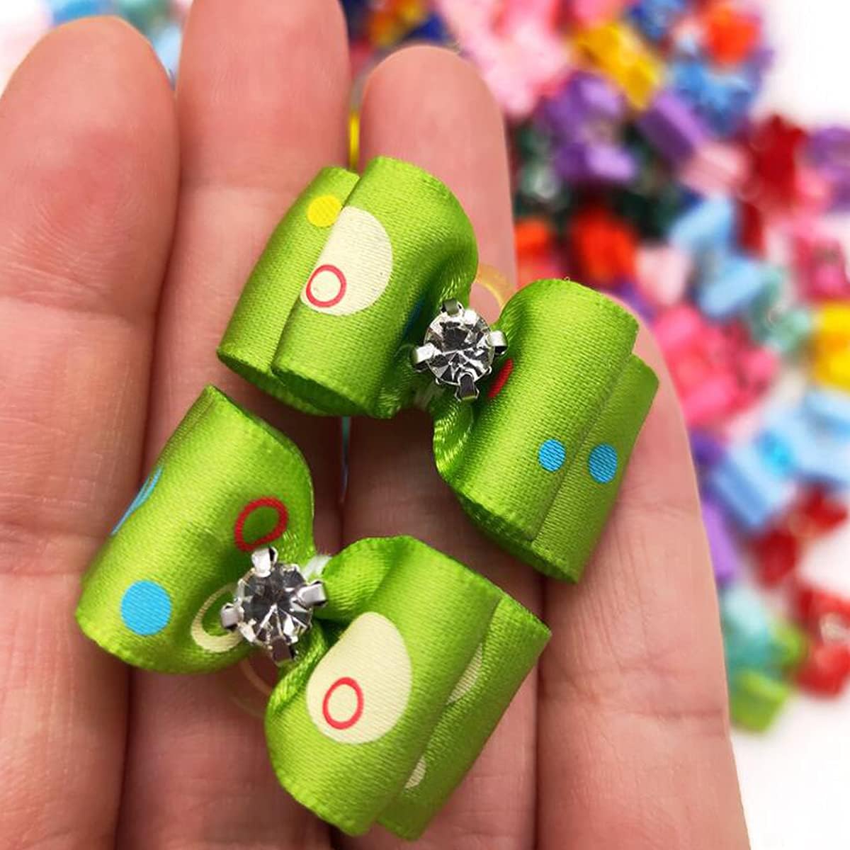 FZBNSRKO – 10 lazos para perros, gatos y perros, doble lazo para el pelo de perro pequeño, accesorios de aseo (0.8 x 1.2 pulgadas)