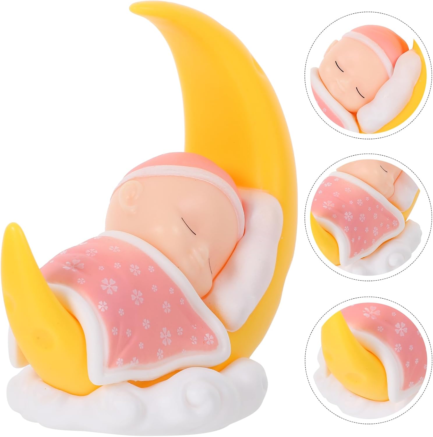 Toyvian Decoración de pastel de bebé para dormir, figura de luna para bebé, adornos para tablero de instrumentos de automóvil, decoración de