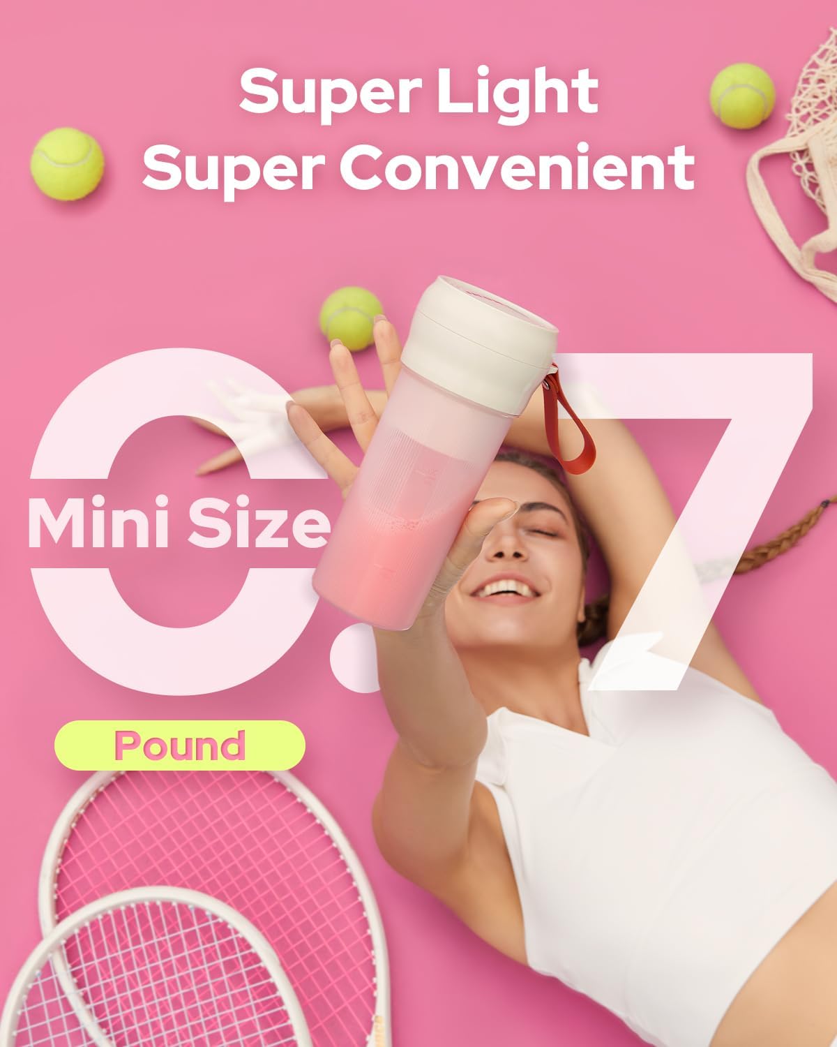 Licuadora portátil, licuadora portátil inalámbrica recargable para batidos y licuados, mini licuadora sin BPA de 10.5 onzas, 30 vatios, taza de