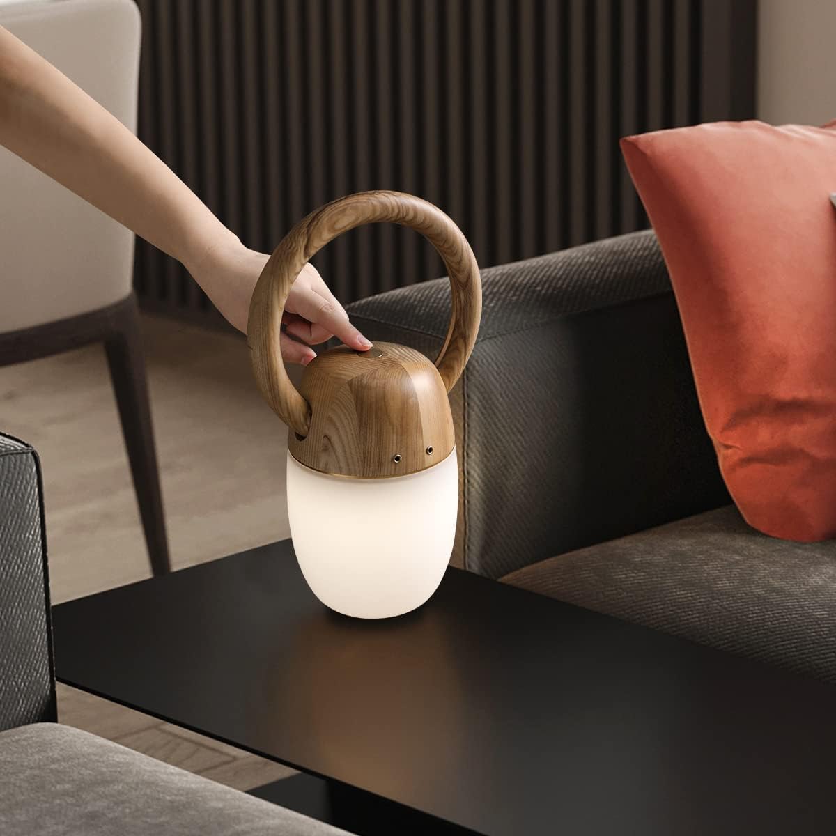 JLBMXY&LS Lámpara de noche de madera con control táctil, lámpara de mesa de noche regulable con lámpara de escritorio USB C para dormitorio, sala de