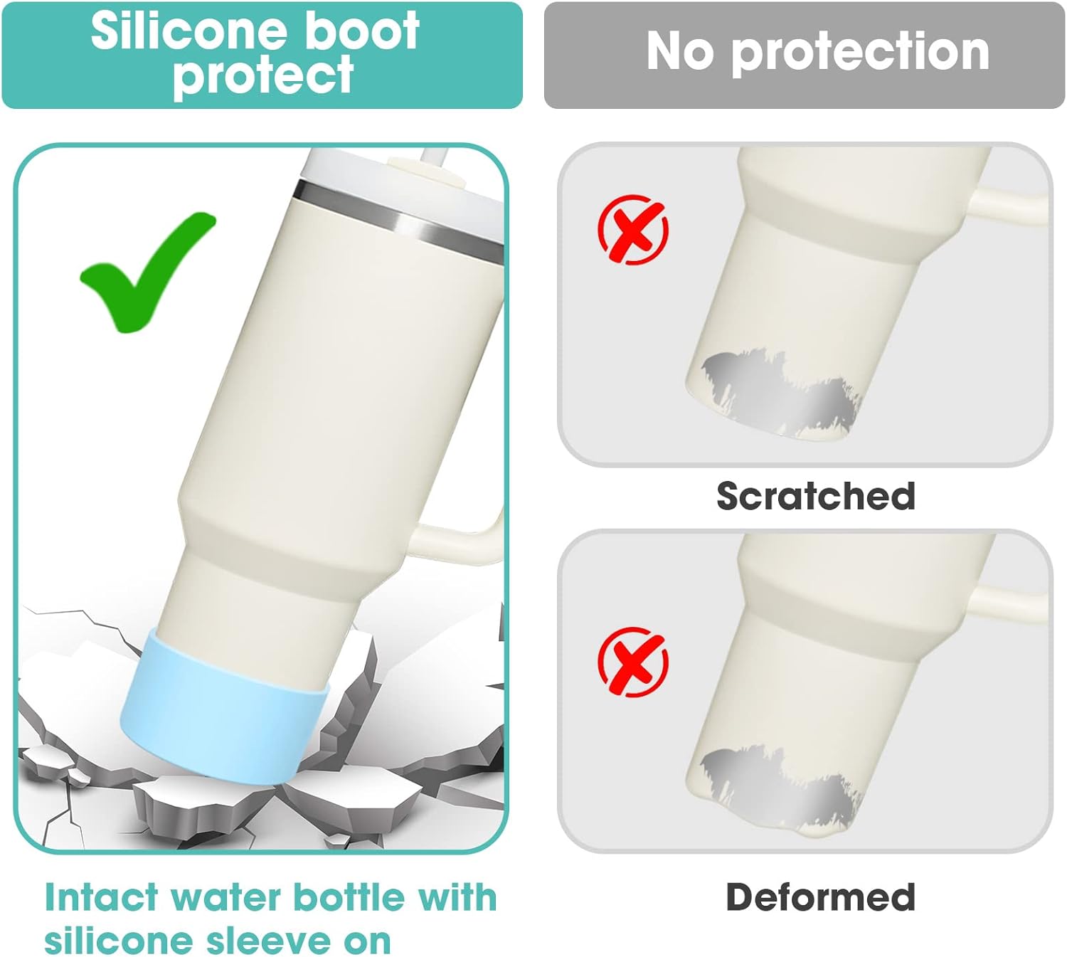 Paquete de 2 protectores de silicona para botas Stanley Quencher Adventure de 40 onzas, 30 onzas, vaso IceFlow de 20 onzas y 30 onzas, funda