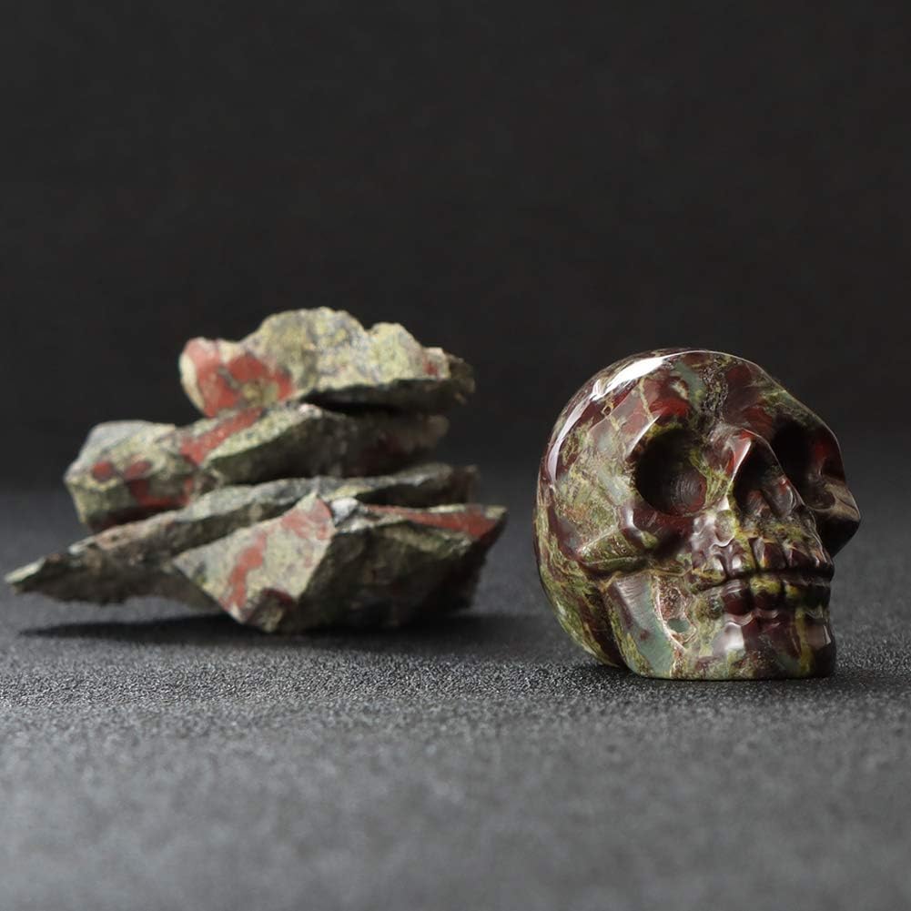 Artistone Figura decorativa de calavera de dragón de 2.0 pulgadas, decoración de calavera de Halloween, cristales y piedras curativas, estatua