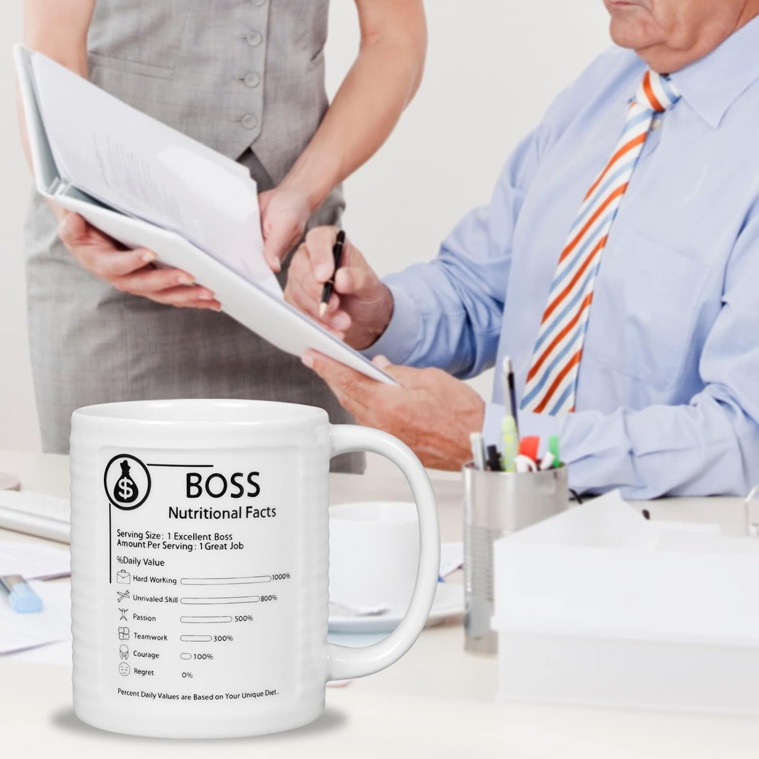 SQOWL Taza de café de cerámica con diseño de jefe para papá, mamá, taza de café, cumpleaños, Navidad, vacaciones, inauguración de la casa, regalos