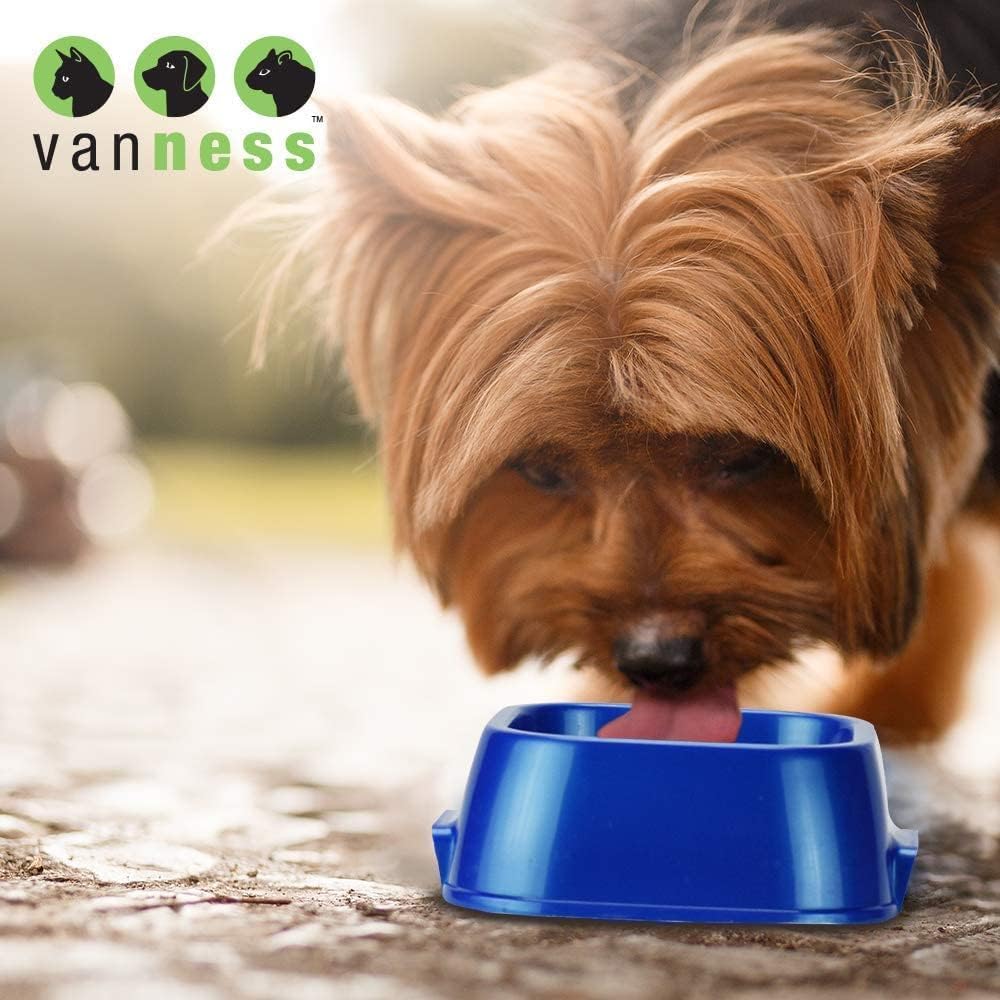 Van Ness Tazón de comida y agua para mascotas, plato de plástico de capacidad de 16 onzas para perros y gatos, base ancha sin puntas que evita