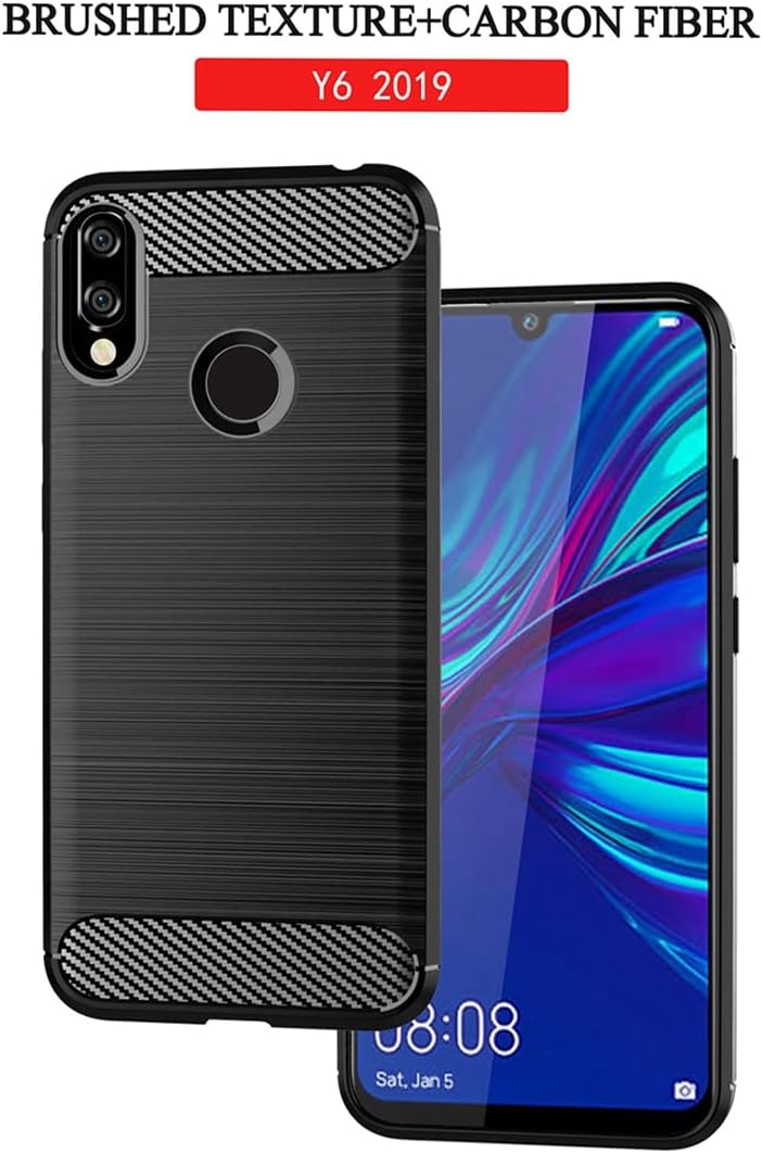 Koarwvc Funda de teléfono para Huawei Y6 2019, Huawei Y6 Pro 2019, Huawei Y6s Case Honor 8A, funda de fibra de carbono a prueba de golpes,