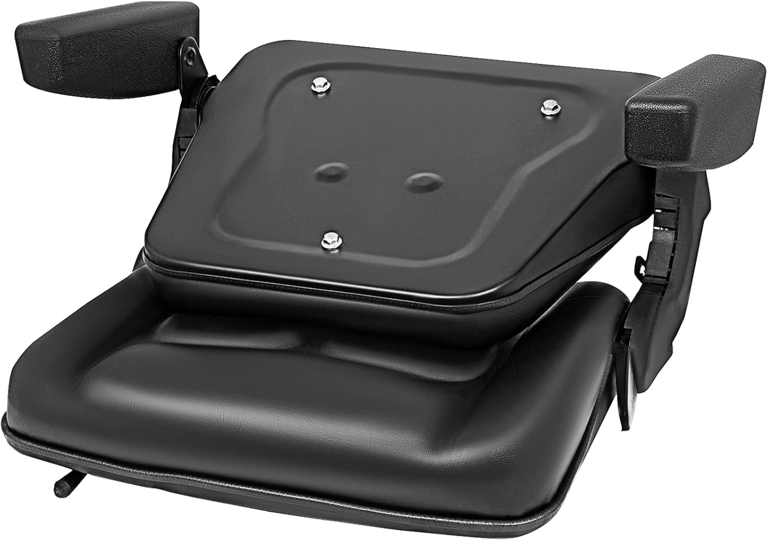 Bestauto Asiento de carretilla elevadora plegable universal con cinturón de seguridad retráctil, reposabrazos, asiento ajustable para excavadora,