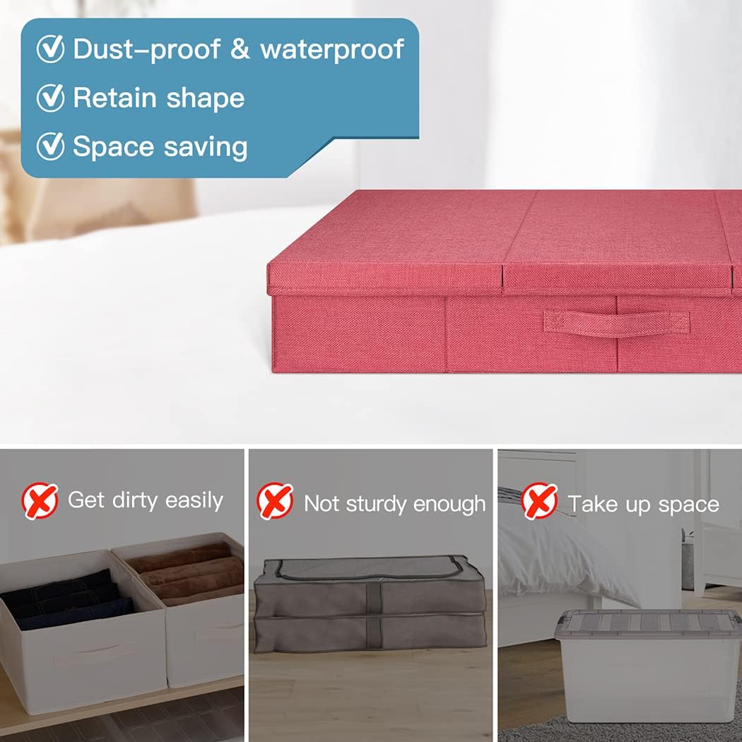 Almacenamiento debajo de la cama con tapas, paquete de 3 contenedores grandes de almacenamiento debajo de la cama, caja organizadora con asa,