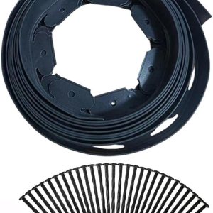 Kit de bordes de plástico sin excavación con 30 picos para jardinería de césped y jardines de flores, 4 pulgadas de alto, 33 pies de longitud (negro) Kit de bordes de plástico sin excavación con 30 picos para jardinería de césped y jardines de flores, 4 pulgadas de alto, 33 pies de longitud (negro)