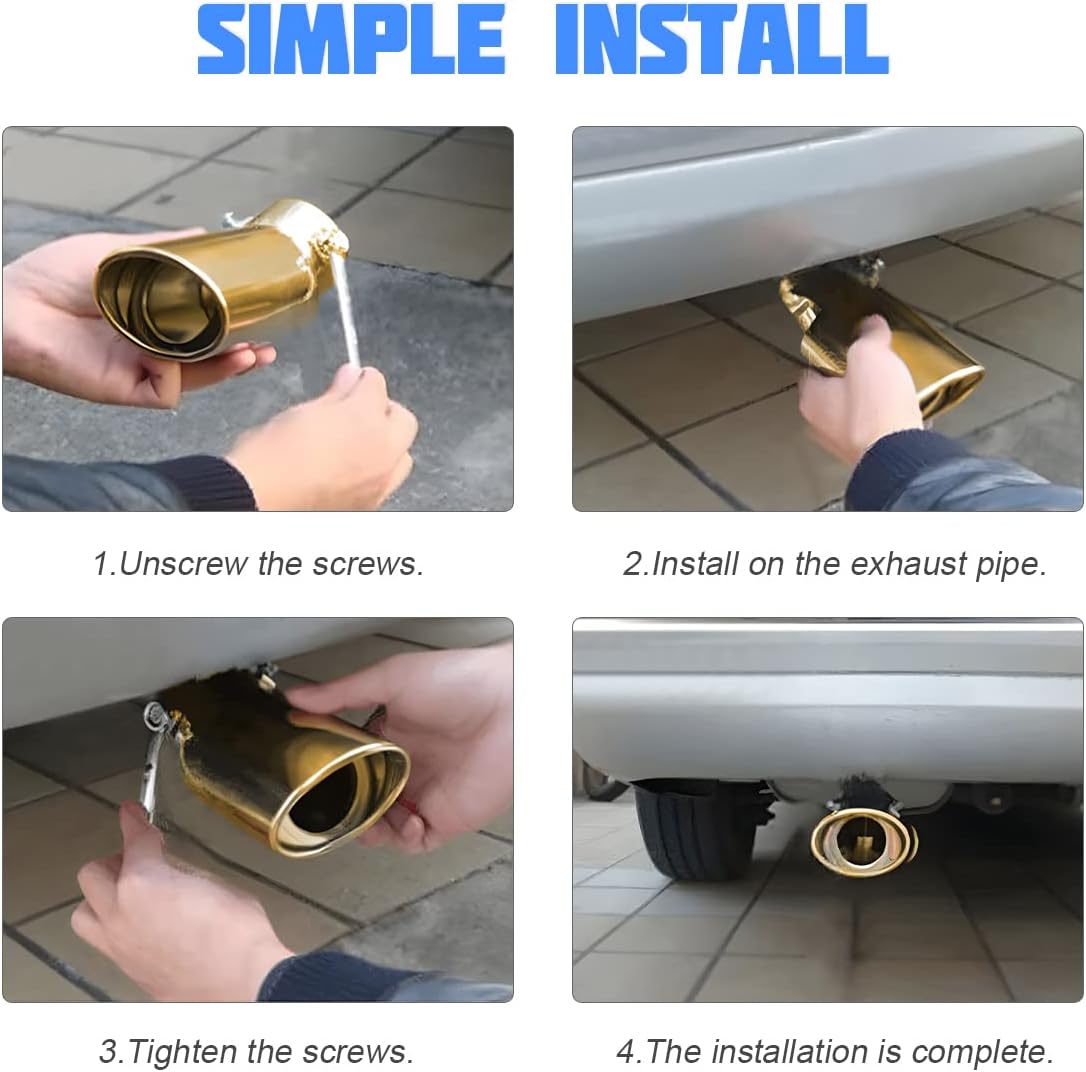 Puntas de escape de acero inoxidable, silenciador de cola de escape de automóvil, modificación del silenciador, entrada de 2.5 pulgadas, salida de