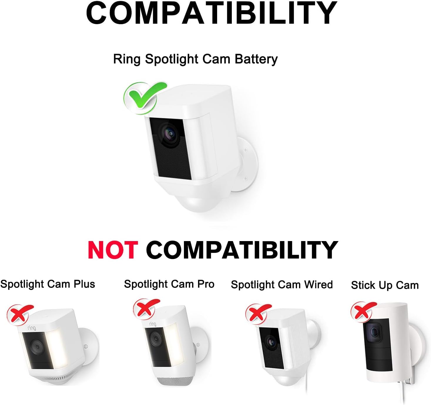 Adaptador de corriente para batería de cámara Ring Spotlight, con cable exterior resistente a la intemperie de 25 pies para cargar continuamente tu