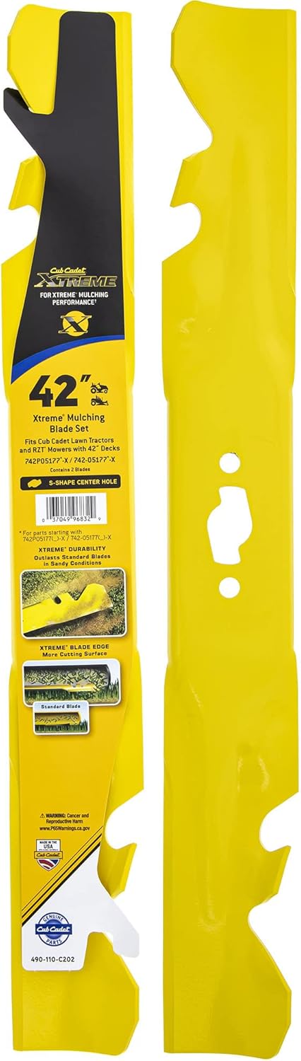 CUB CADET 490-110-C202 Xtreme Juego de cuchillas para mulching de 42″ cubiertas Enduro XT1-LT42 XT2-LT42 Tractores